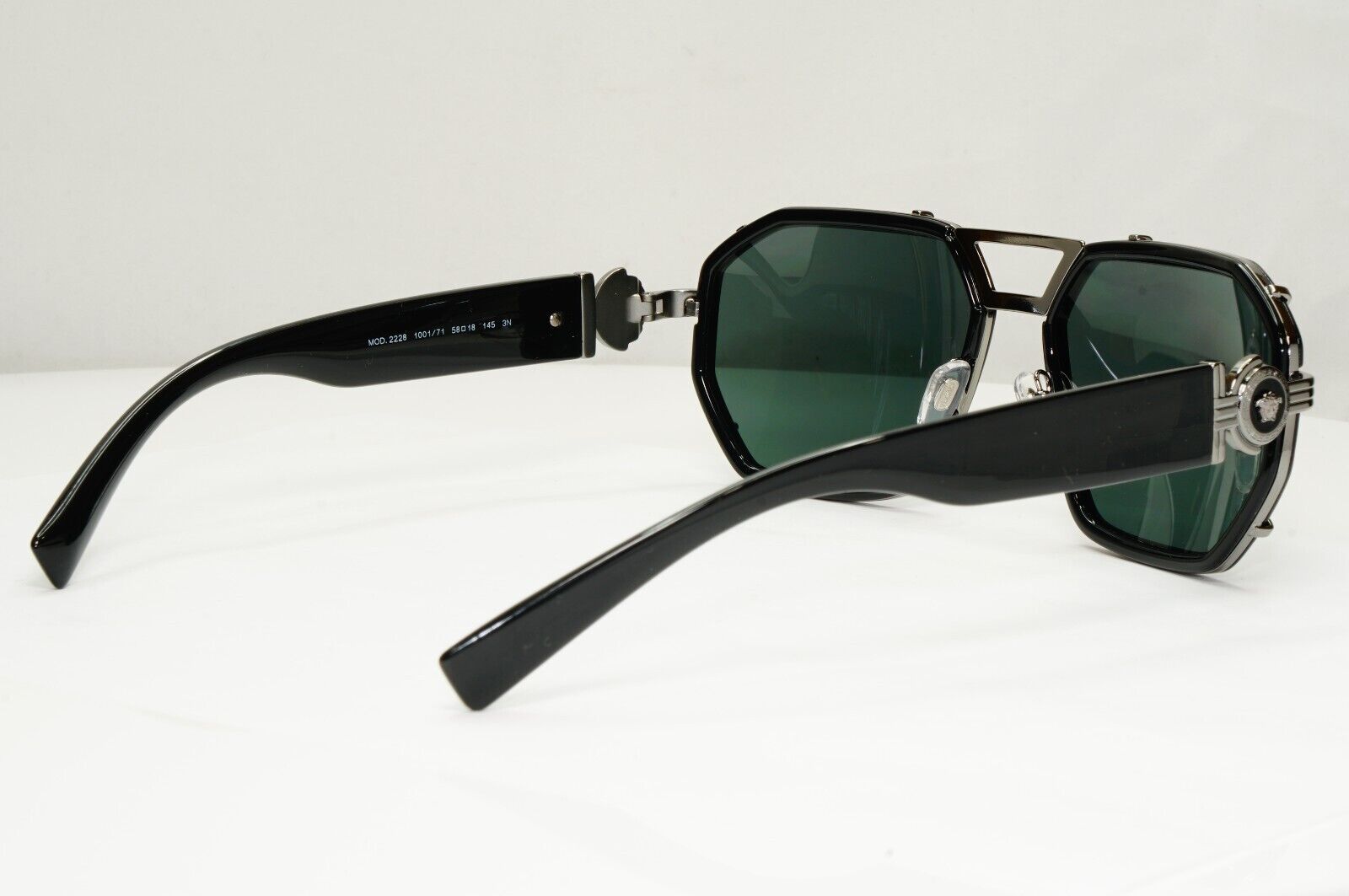 Versace Sunglasses Black Gunmetal Green Medusa Navigator MOD 2228 1001/71 58mm