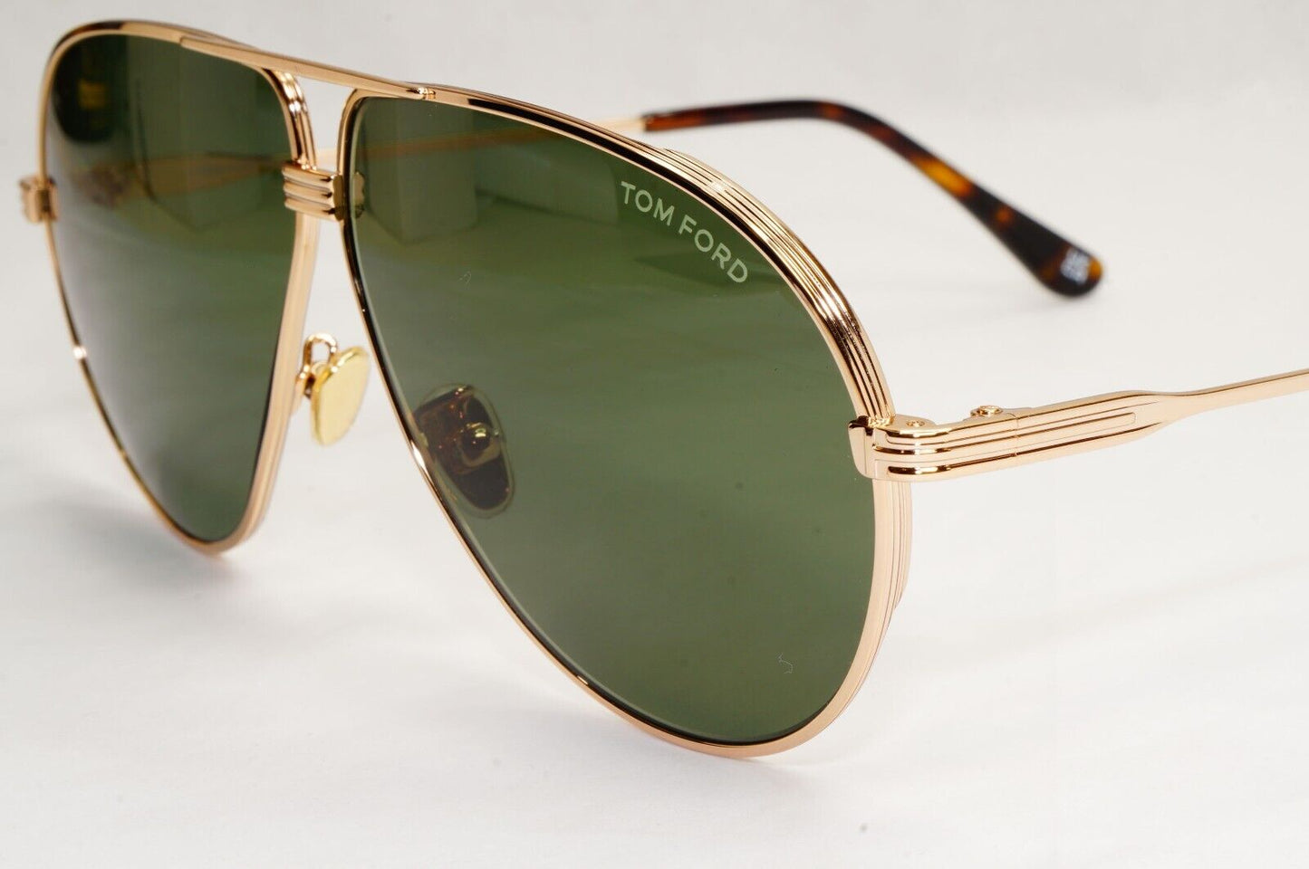Tom Ford Sunglasses Jet Gold Green Metal Pilot Large FT0734-HTF 734-H 28N 64mm