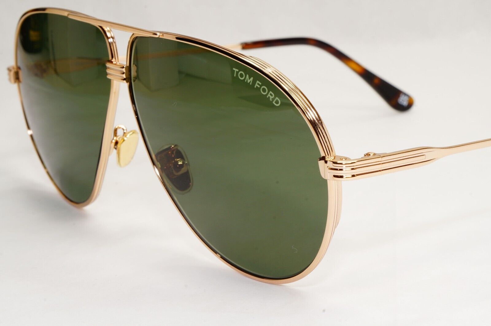 Tom Ford Sunglasses Jet Gold Green Metal Pilot Large FT0734-HTF 734-H 28N 64mm