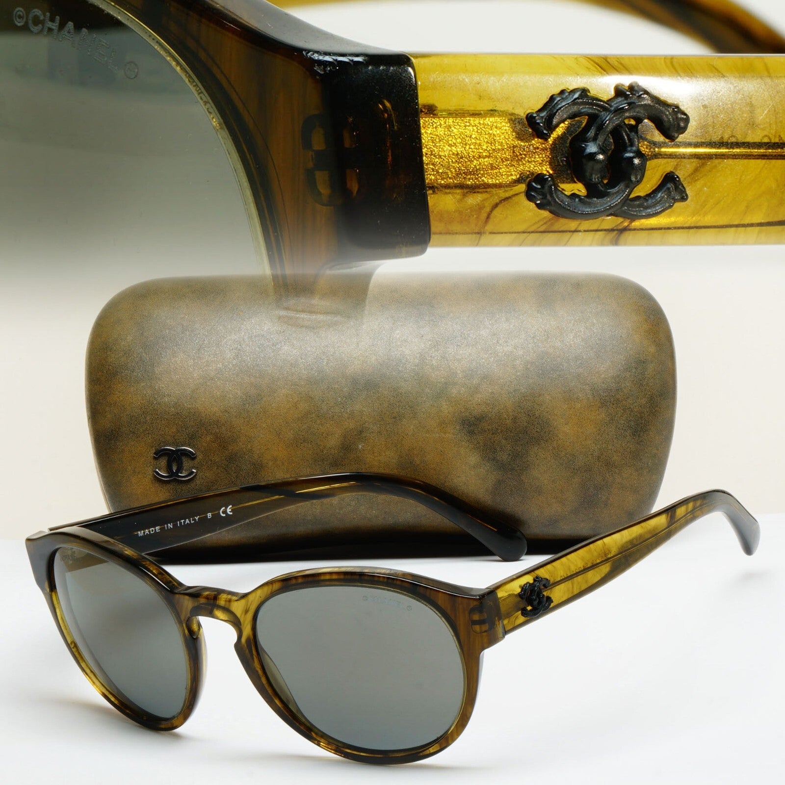 Chanel Sunglasses Olive Marble Green Brown 5359 c.1568/Y9 54mm 100325