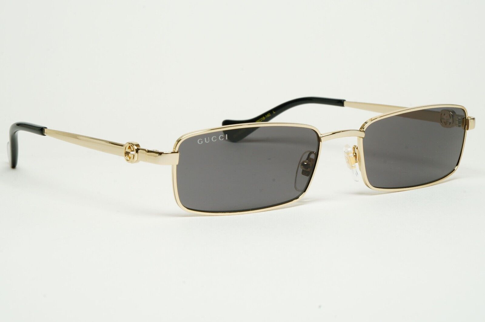 Gucci Sunglasses 2024 Gold Black Rectangle Slim Metal GG1600S 001 56mm 170125