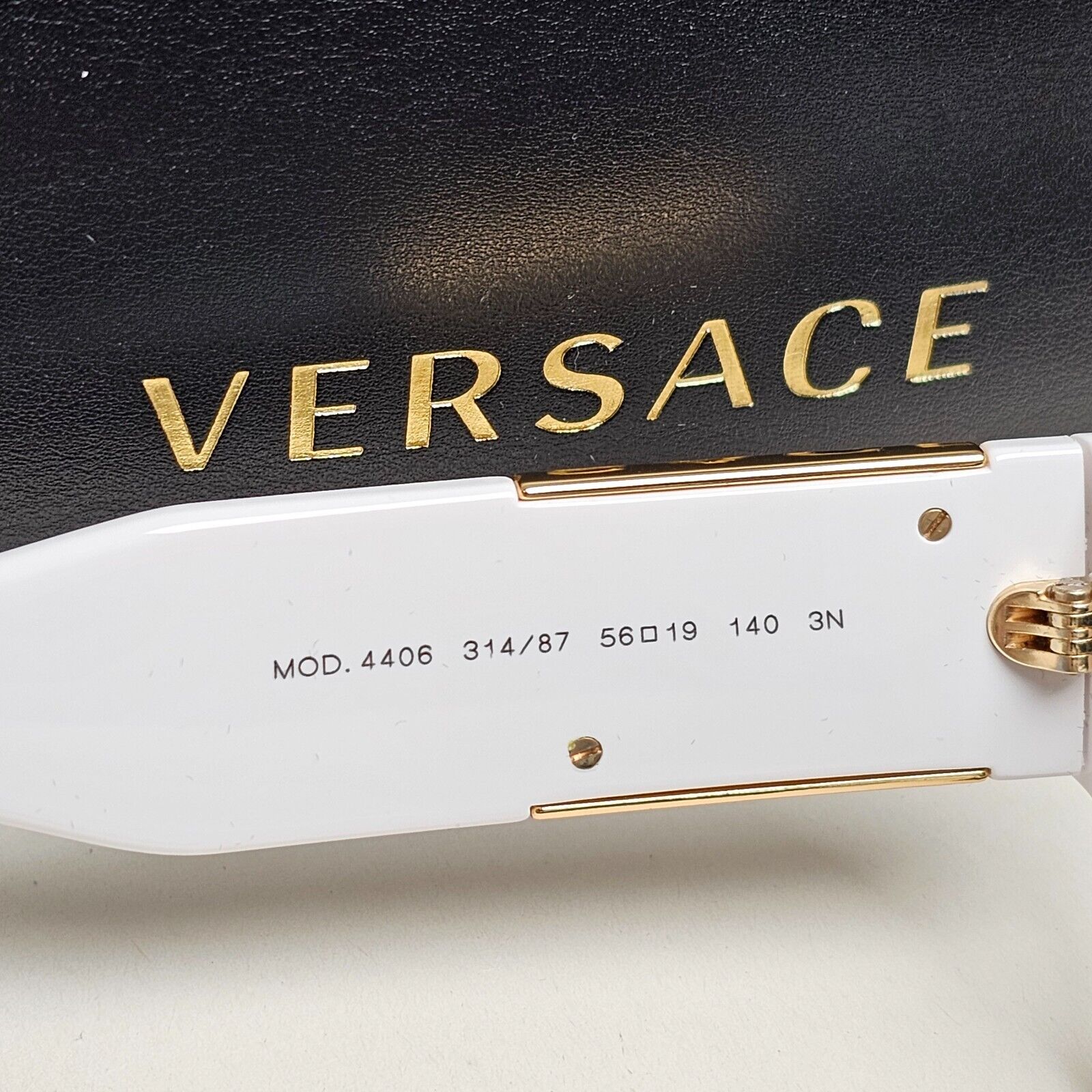 Versace Sunglasses White Gold Medusa Grey Square MOD VE 4406 314/87 56mm