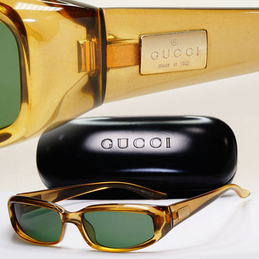 Gucci Sunglasses 1998 Vintage Honey Brown Green Rectangle GG 2454/S T7V 280924