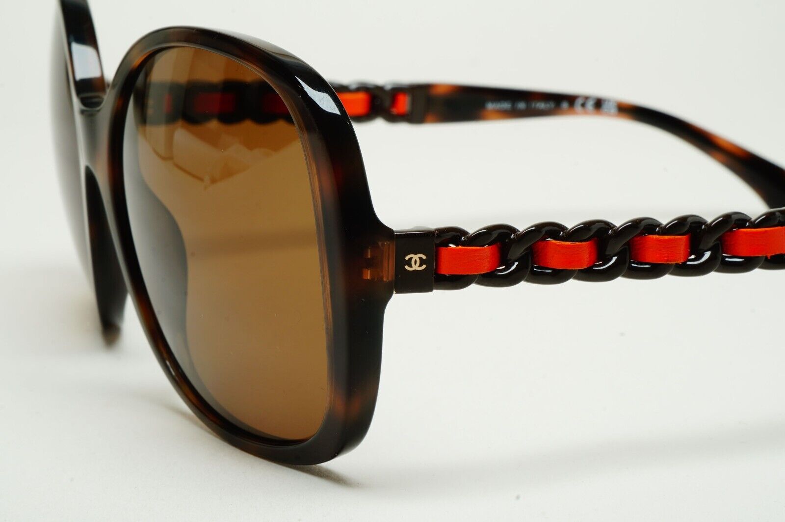 Chanel Sunglasses Brown Leather Chain Tortoise Square 5470-Q c.1761/S5 310125