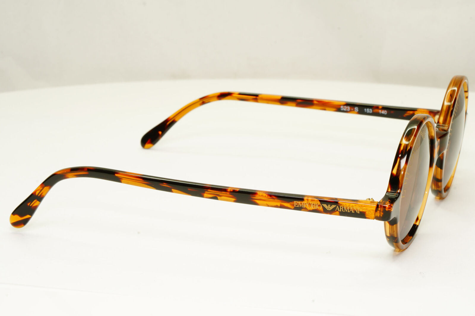 Emporio Armani 1997 Vintage Sunglasses Round Lens Logo Print Brown 523-S 153