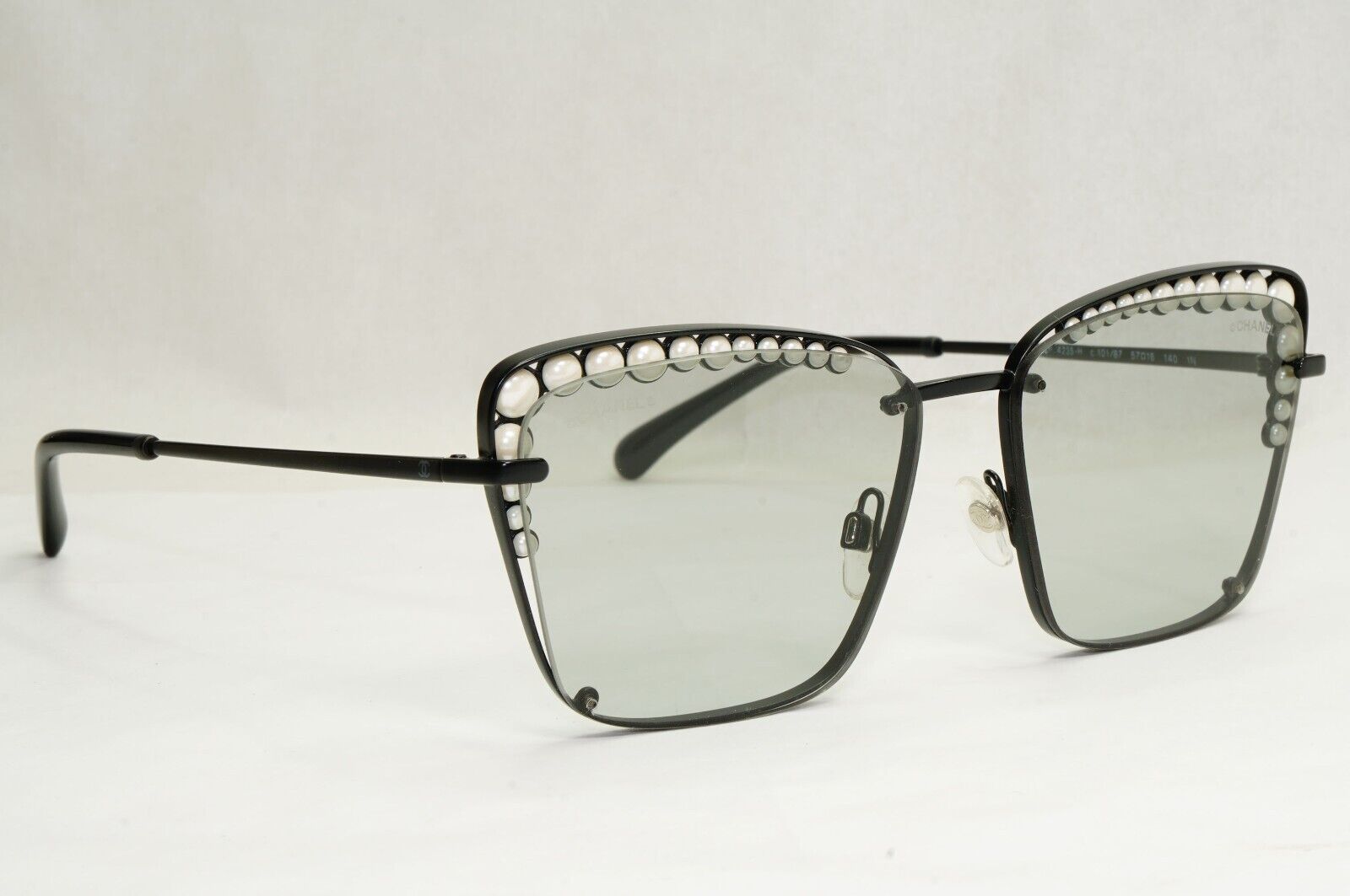 Chanel Sunglasses Pearl Black Square Metal Light Grey 4235-H c.101/87 57mm