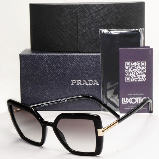 Prada Sunglasses Black Grey Gradient Gold Square Smoke PR09WS SPR 09W 1AB-0A7