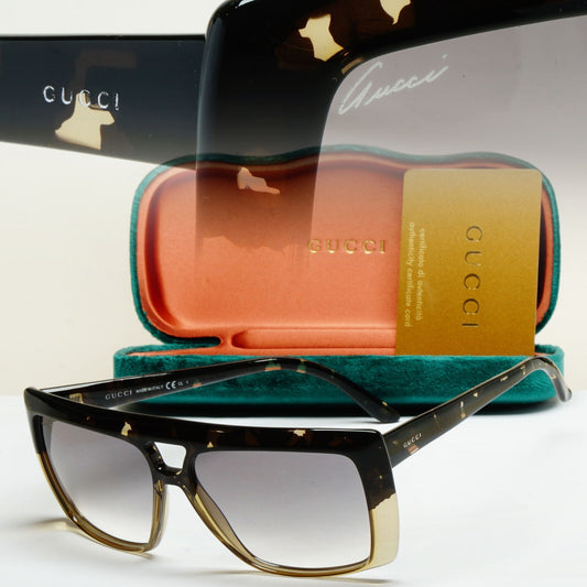Gucci Sunglasses 2010 Vintage Unisex Square Grey Havana GG 3532/S 3C8O0 59mm