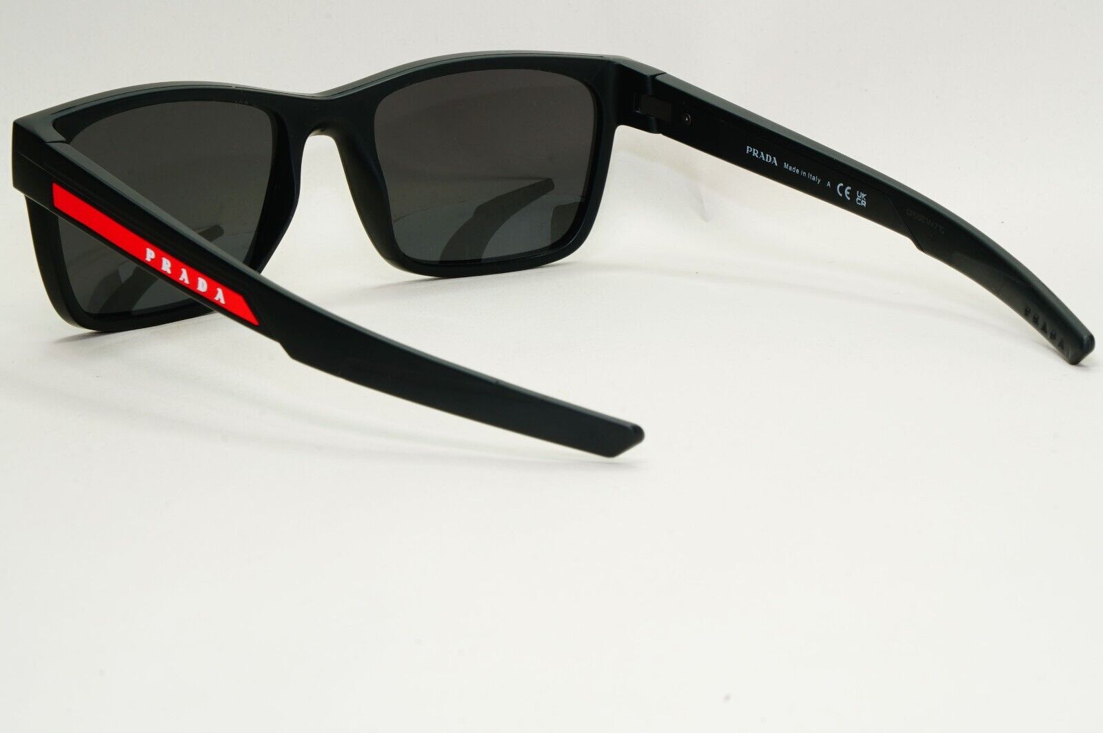 Prada Sunglasses Black Matte Rubber Square Red Rossa PS02PV VPS 02P 1BO-1O1 55mm