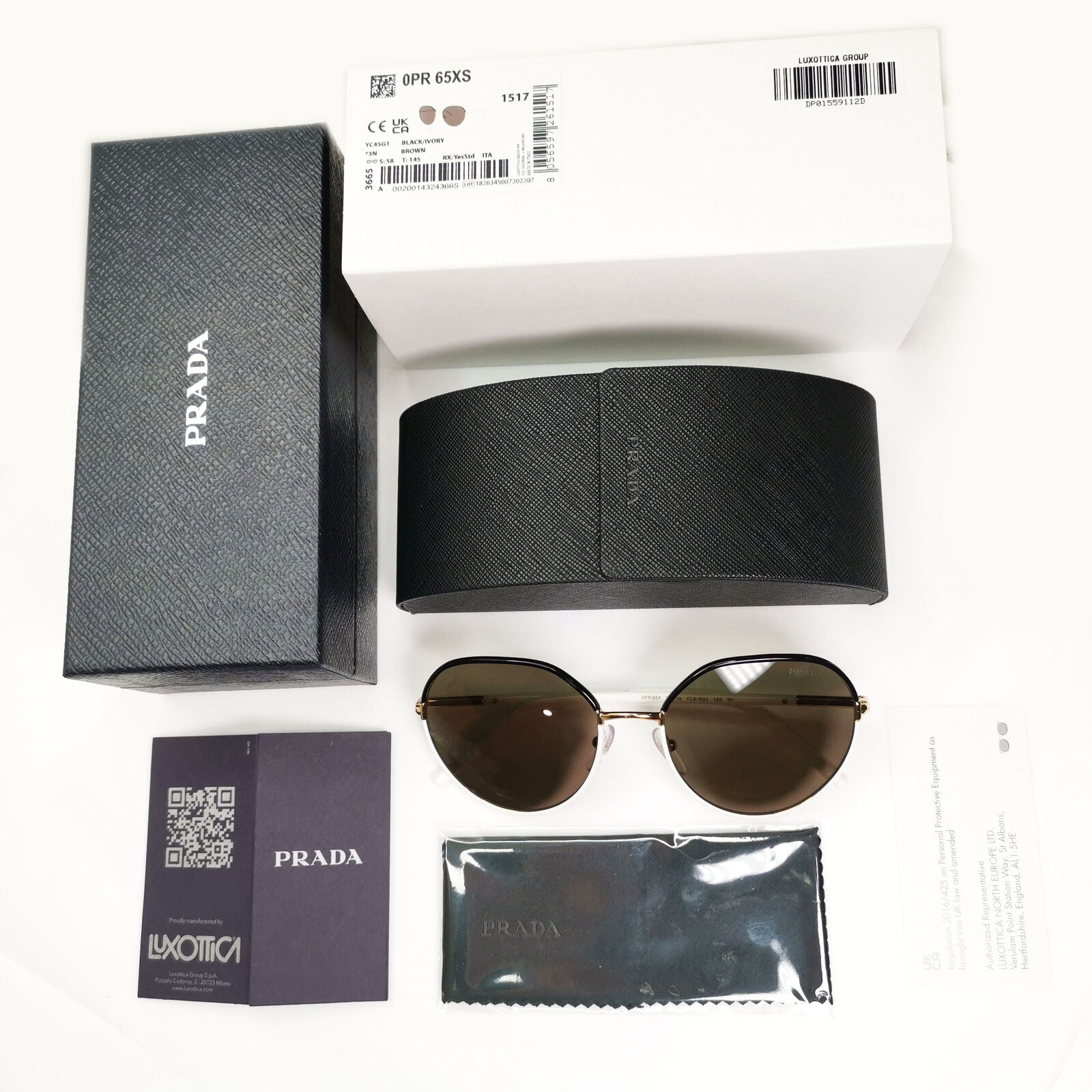 Prada Sunglasses Brown Gold Black White Round PR65XS SPR 65X YC4-5G1