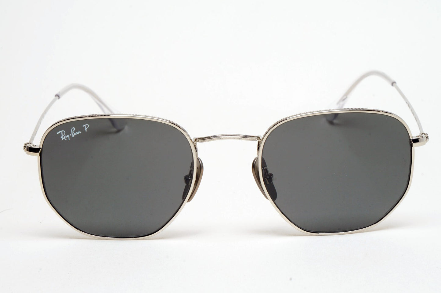 Ray-Ban Sunglasses Hexagonal Titanium Polarised Silver Black RB 8148 9209/48 51m