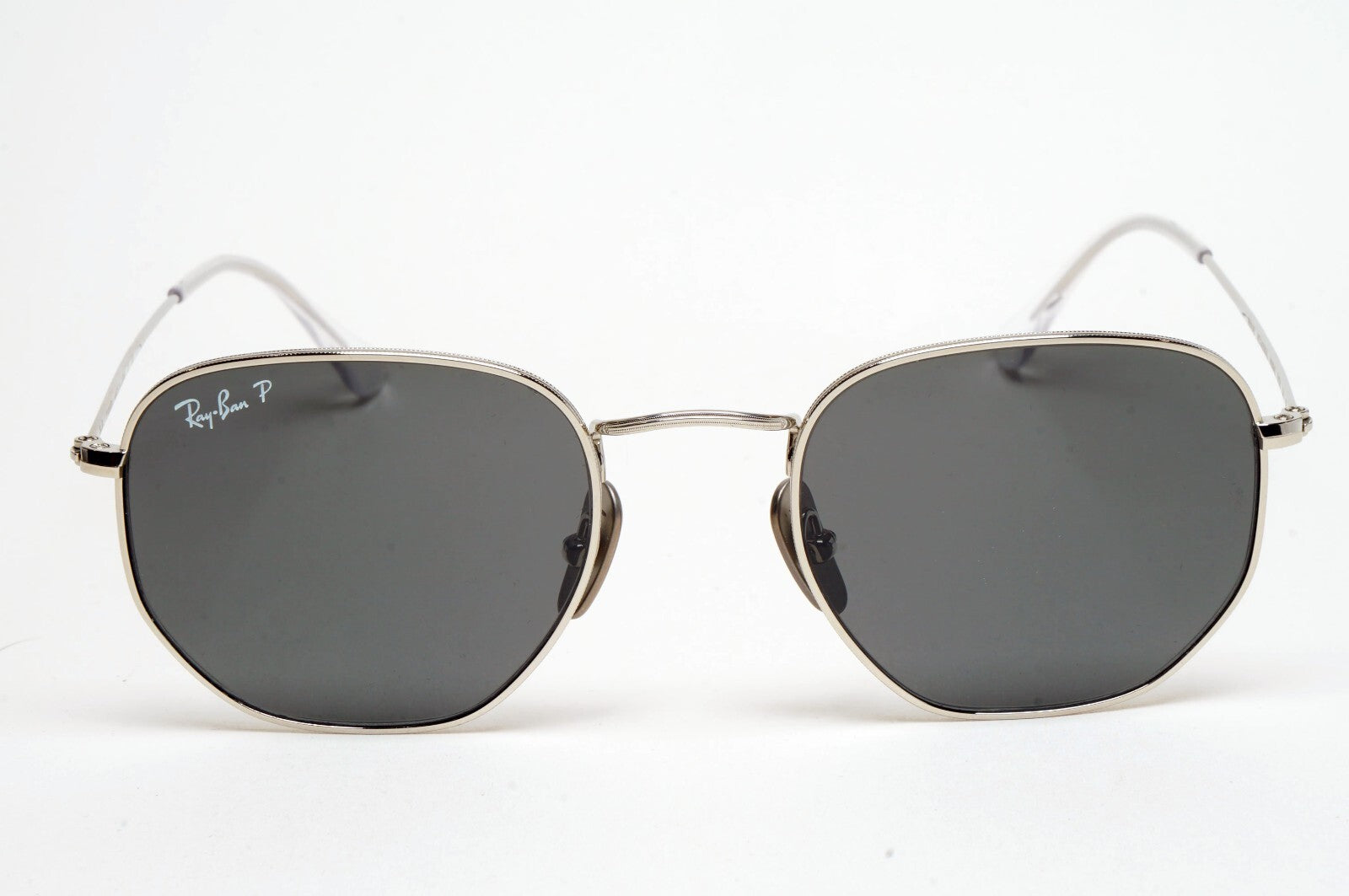 Ray-Ban Sunglasses Hexagonal Titanium Polarised Silver Black RB 8148 9209/48 51m