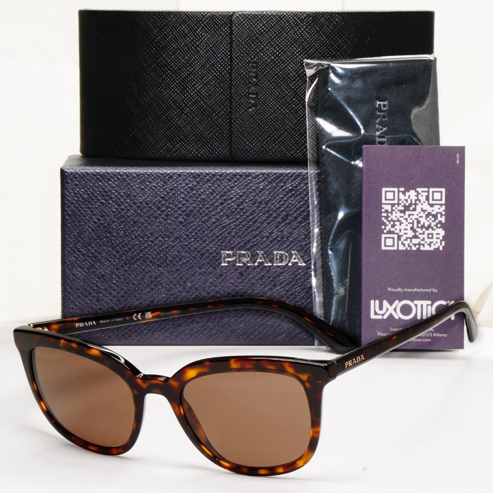 Prada Sunglasses Brown Tortoiseshell Square PR03XS SPR 03X 2AU-8C1 53mm