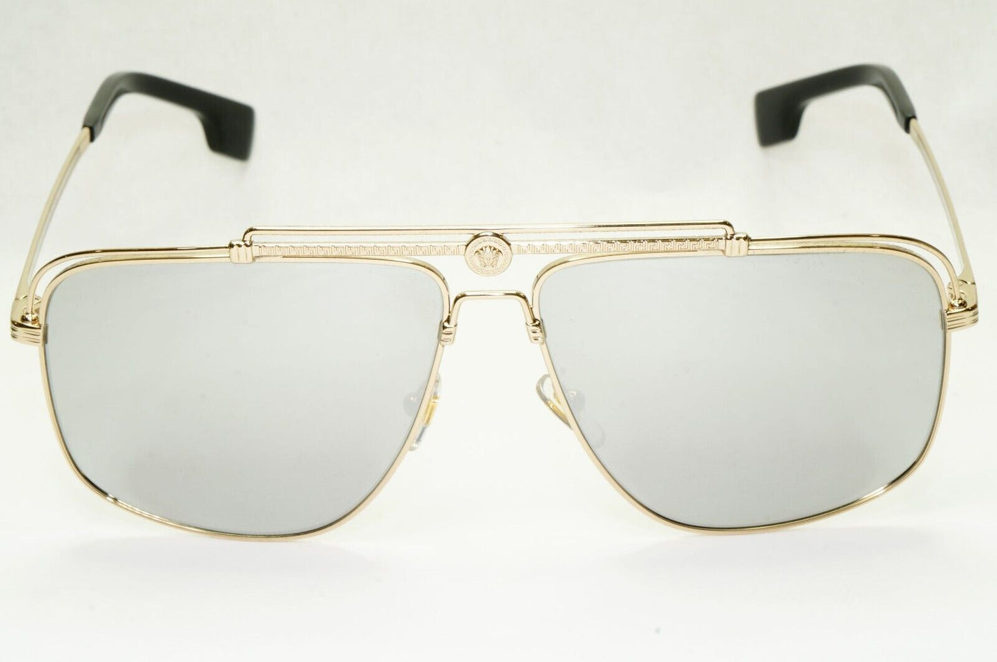 Versace Sunglasses Gold Silver Mirror Square Pilot Metal MOD VE 2242 1252/6G