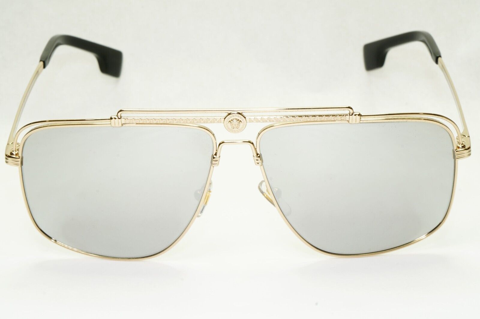 Versace Sunglasses Gold Silver Mirror Square Pilot Metal MOD VE 2242 1252/6G