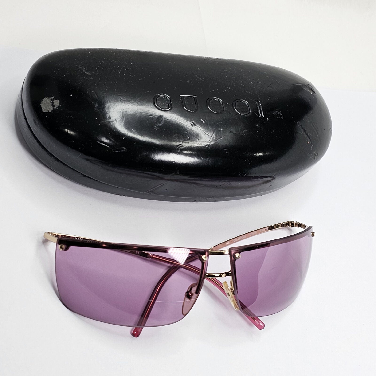 Gucci Sunglasses 2003 Vintage Gold Violet Pink Rimless GG 2653/S 000T9 190224