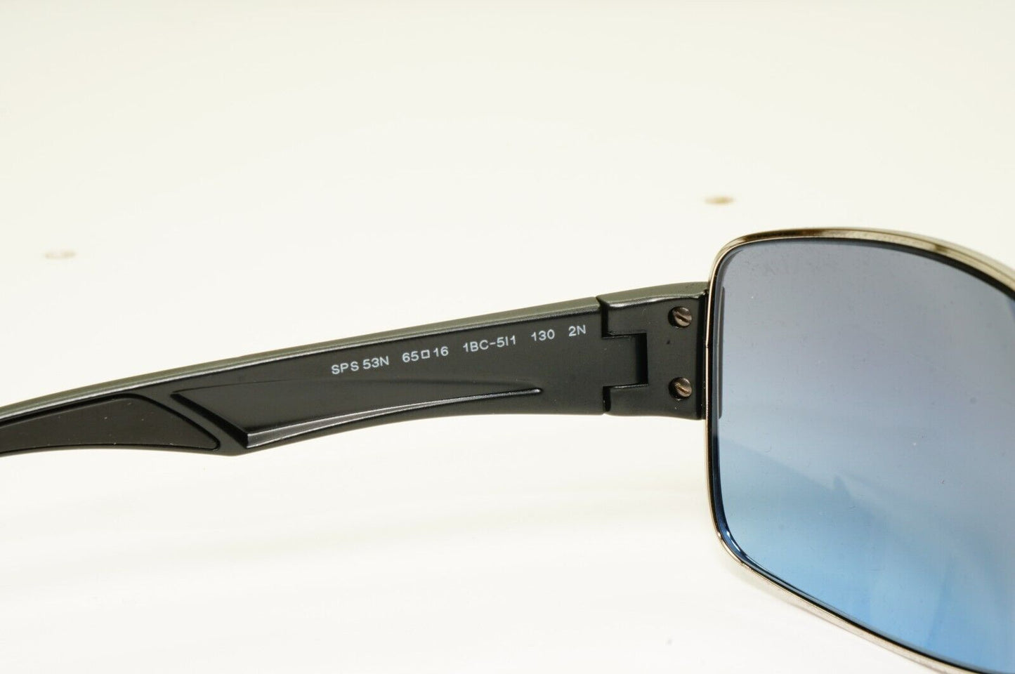 Prada Blue Black Sunglasses Silver Metal Gradient SPS 53N 1BC-5I1 Red Stripe