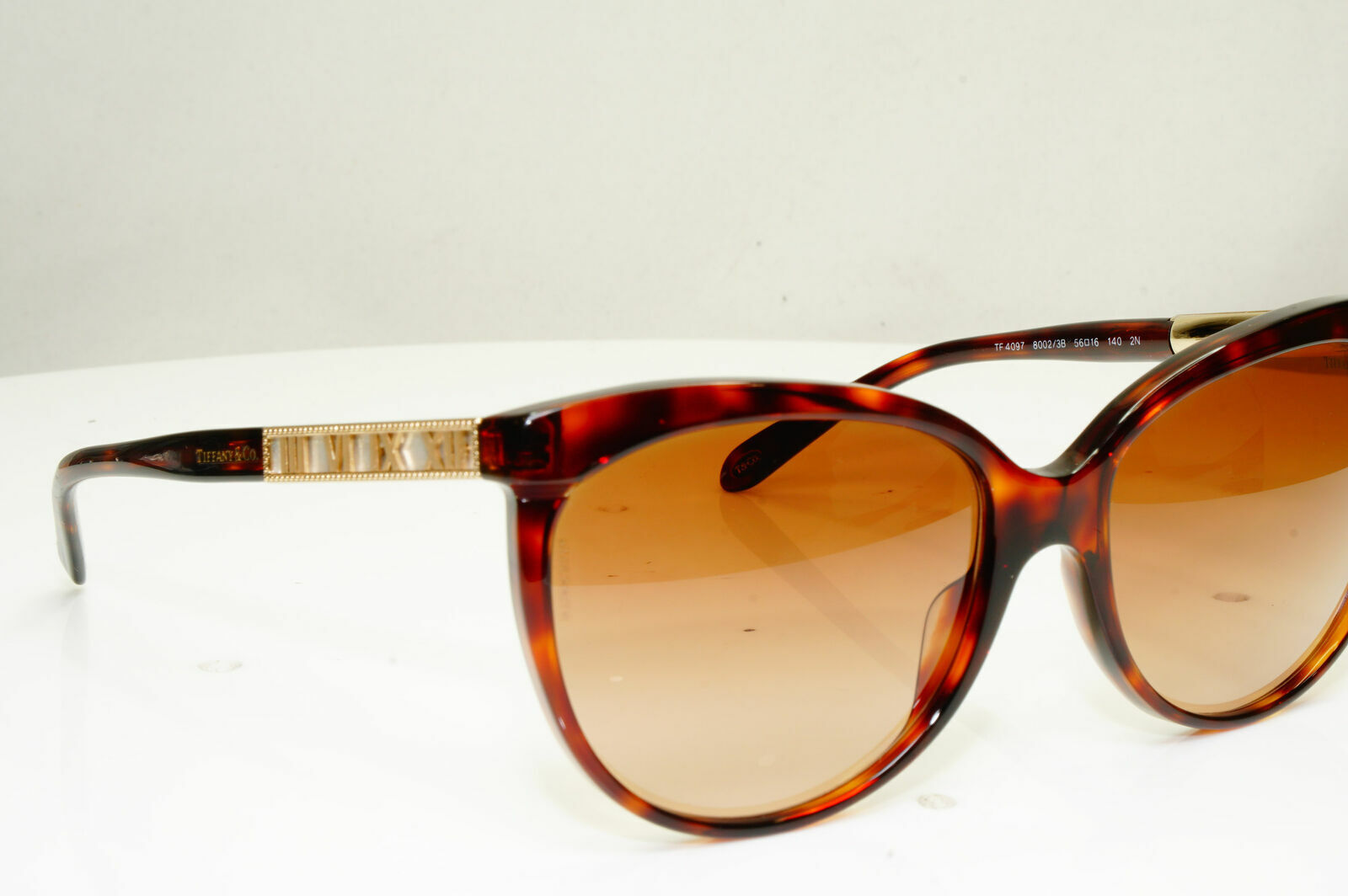 Tiffany & Co Gold Brown Sunglasses Roman Numbers Tortoise TF 4097 8002/3B 30069
