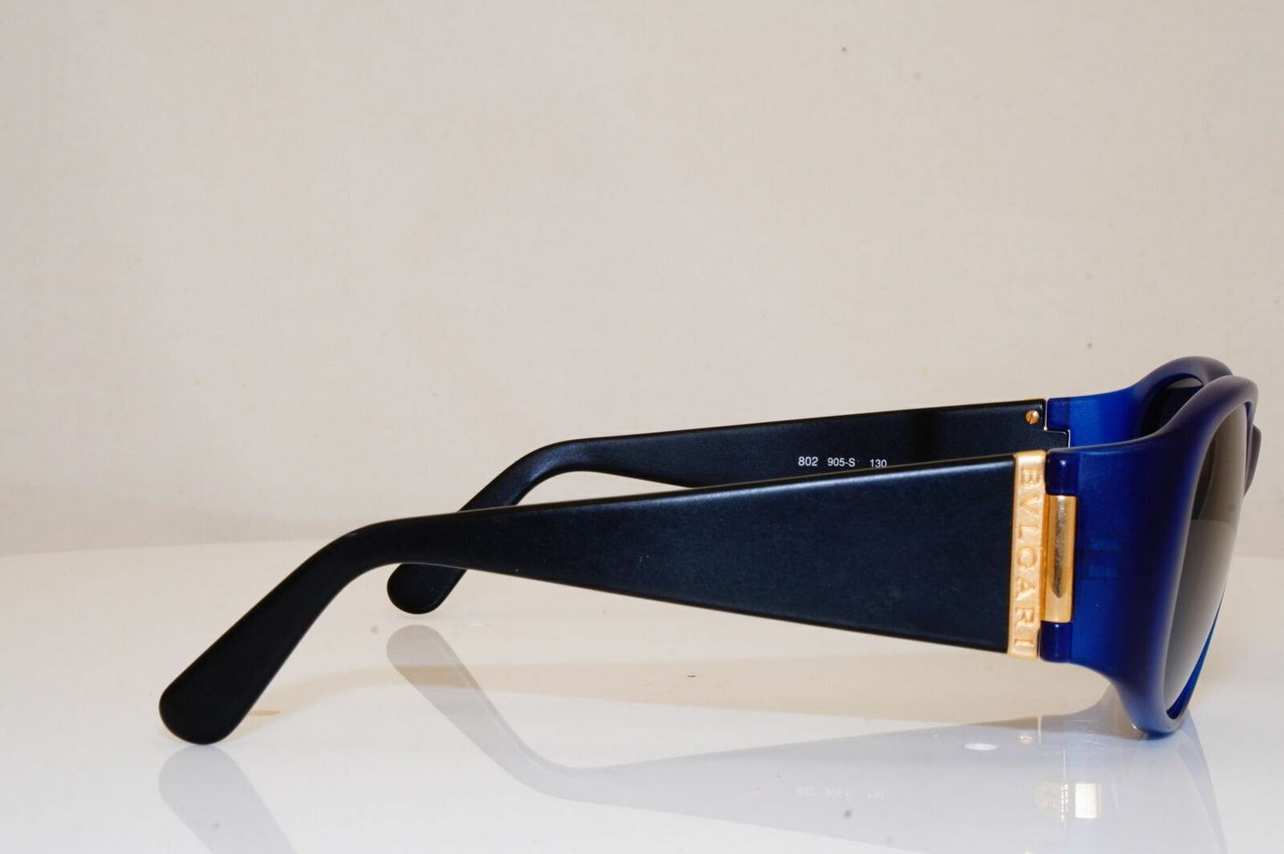 Authentic BVLGARI Mens Womens Vintage Sunglasses Blue Square GOLD 802 905 26247
