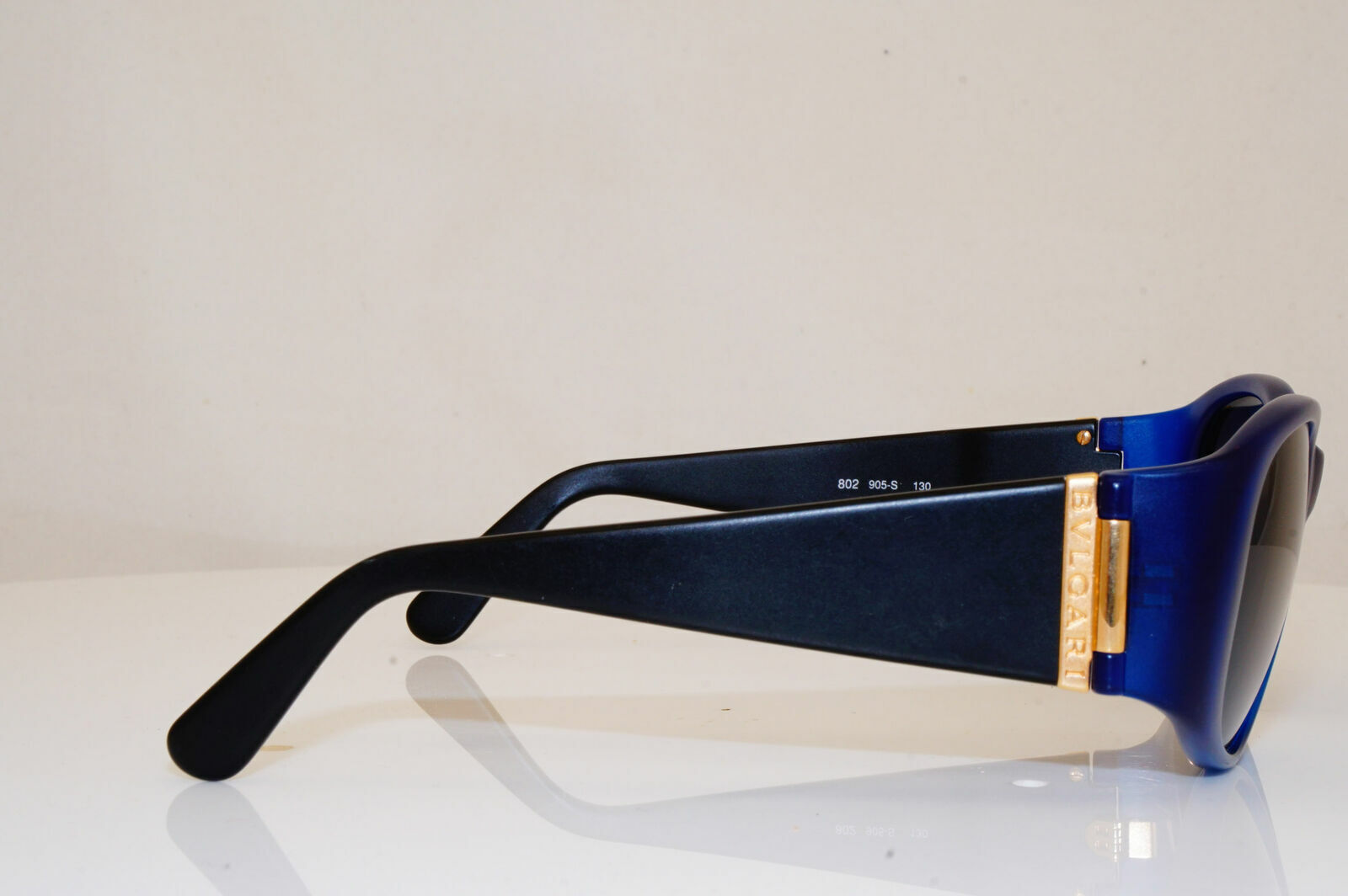 Authentic BVLGARI Mens Womens Vintage Sunglasses Blue Square GOLD 802 905 26247