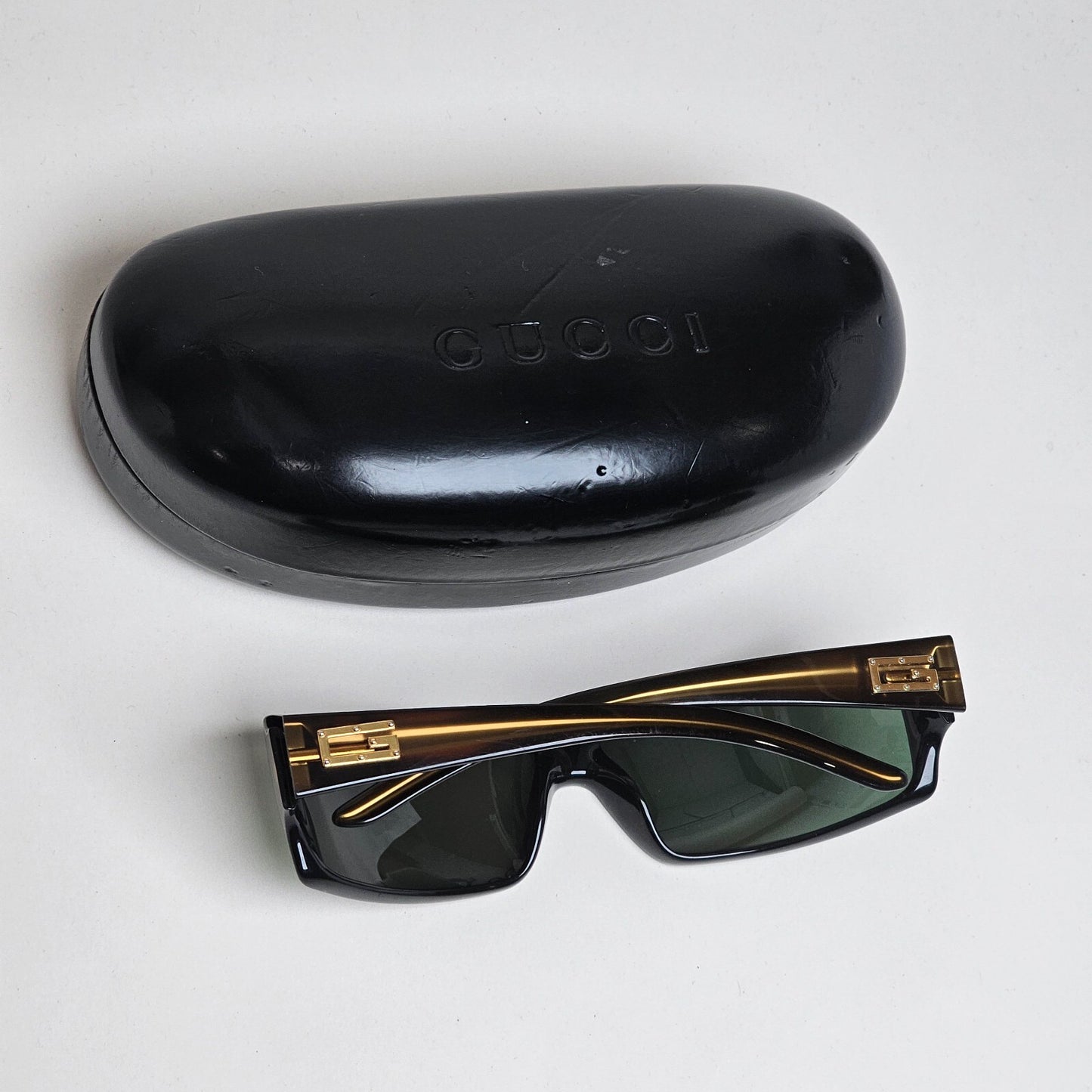 Gucci Sunglasses 1999 Vintage Rectangle Brown Honey Green GG 2515/S 9D1 100325