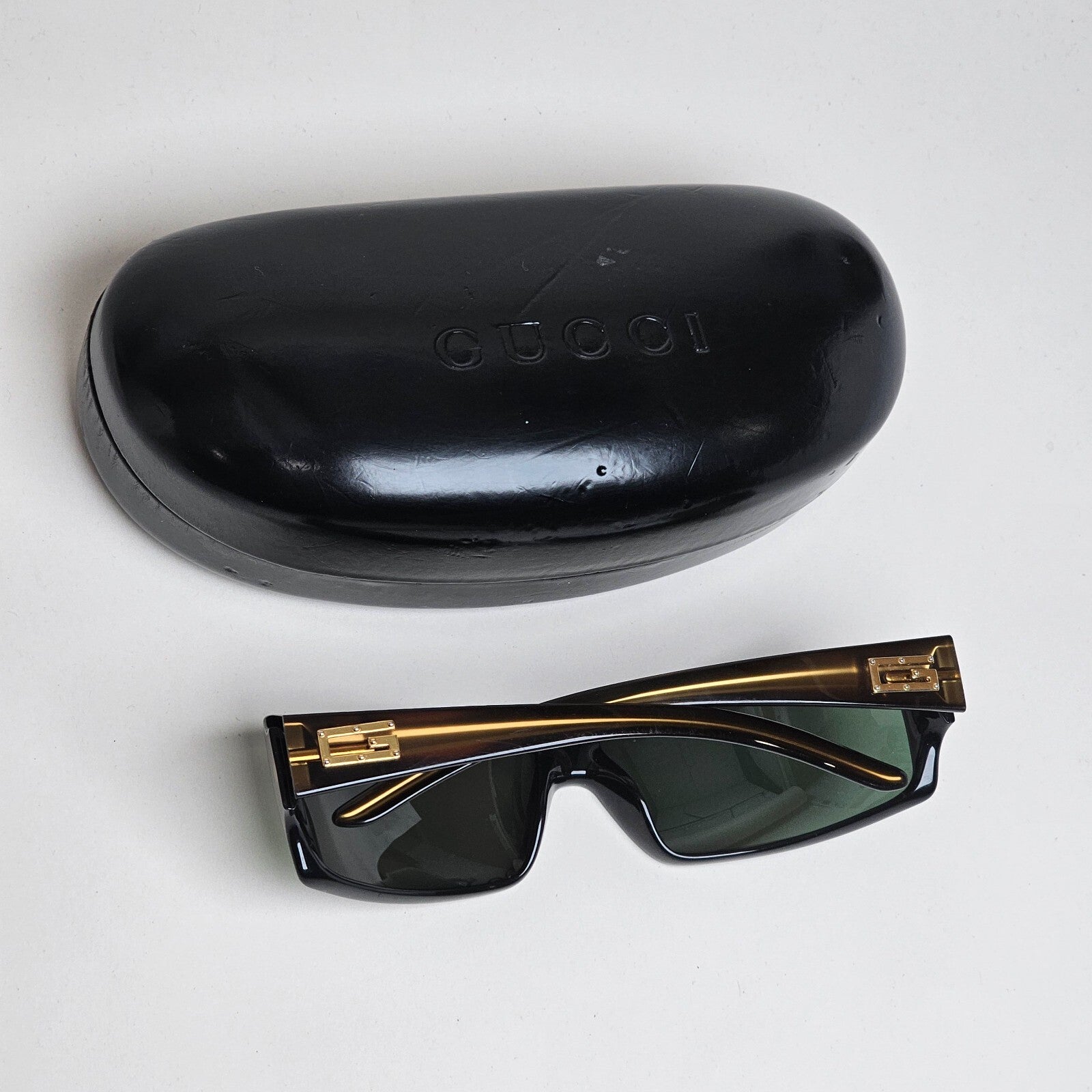 Gucci Sunglasses 1999 Vintage Rectangle Brown Honey Green GG 2515/S 9D1 100325