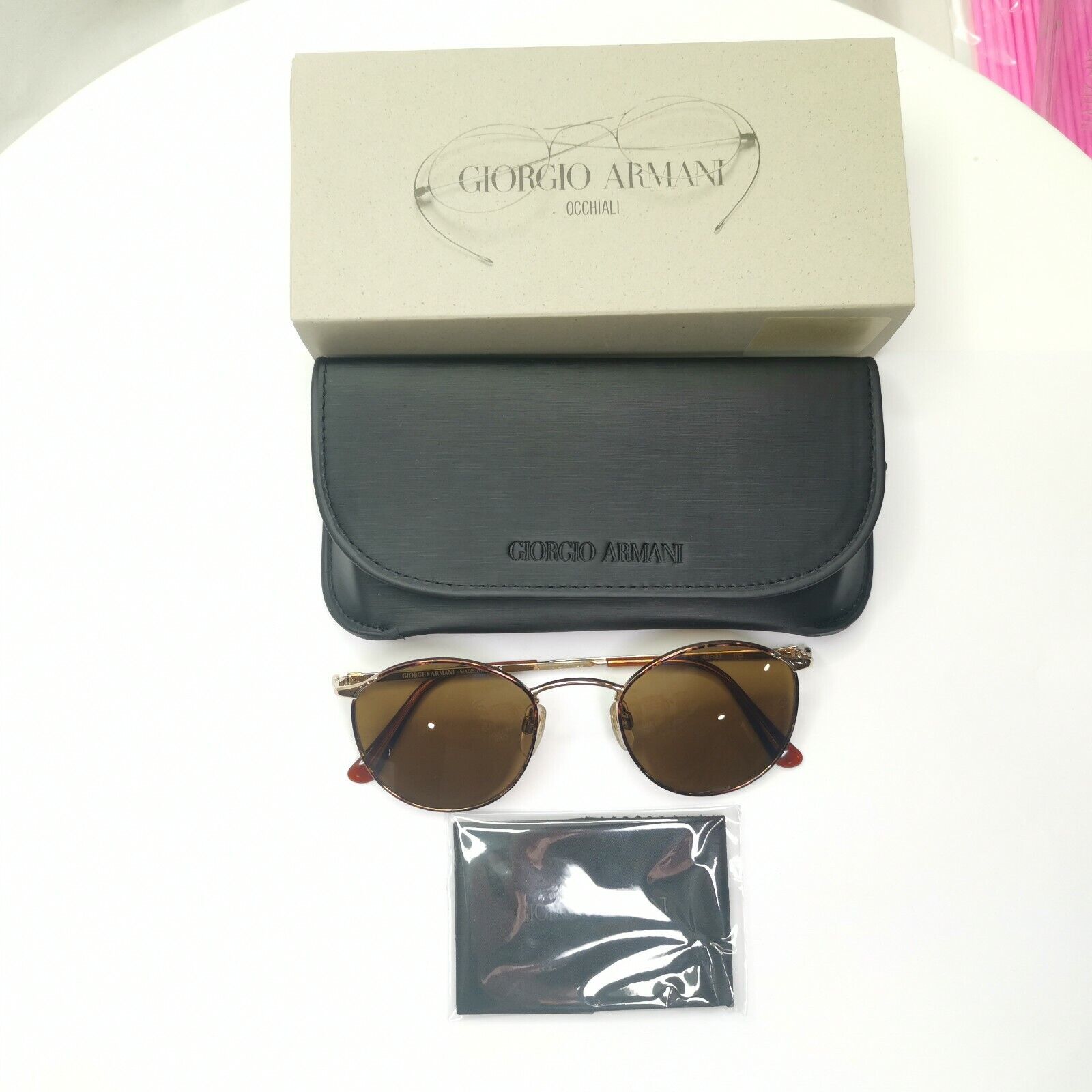 Authentic Giorgio Armani 1997 Vintage Sunglasses Gold Brown Mens Womens 132 759