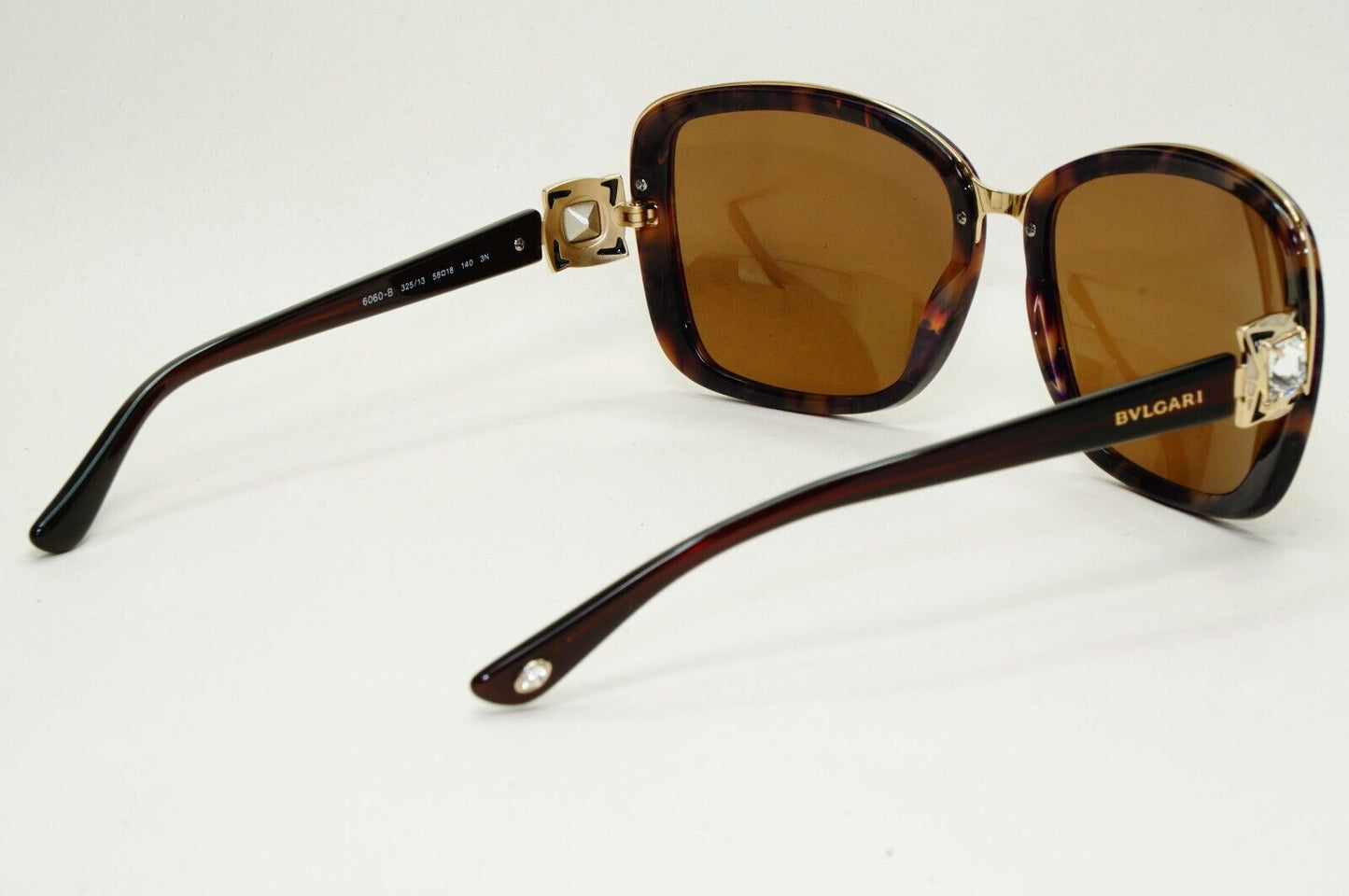 Bvlgari Sunglasses 2011 Vintage Brown Gold Crystal Square 6060-B 325/13 041124