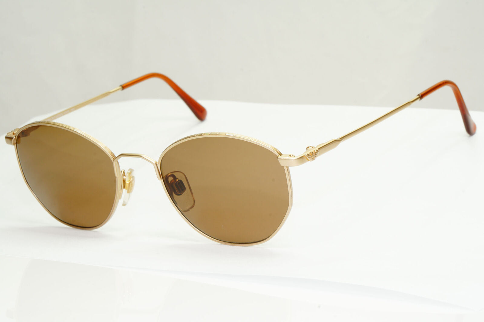 Emporio Armani Sunglasses 1997 Vintage Gold Brown Metal Round 031 703 48mm A