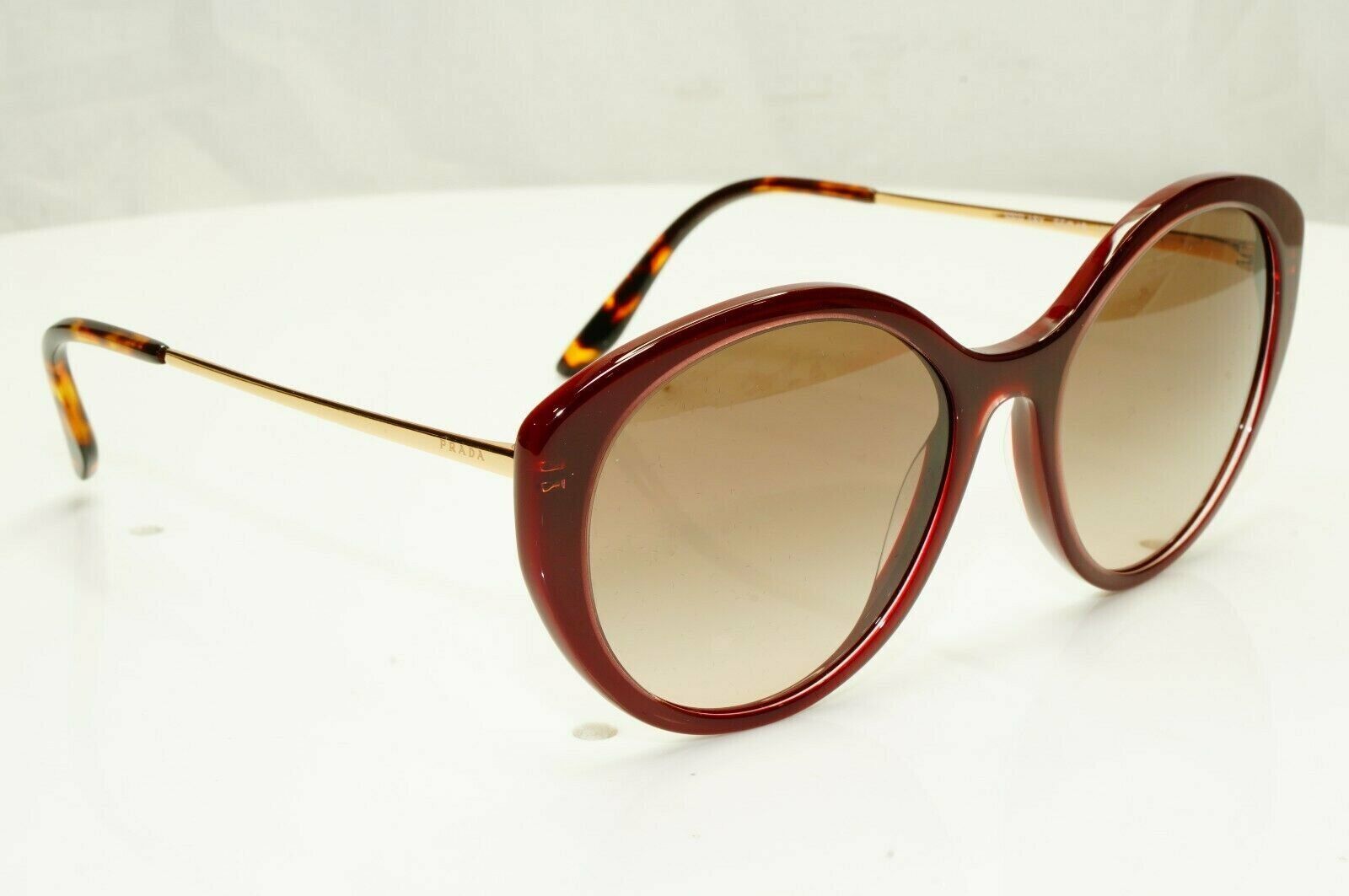 Prada Red Gold Sunglasses Burgundy Bordo Maroon Large Oversized SPR 18X UAN-3D0