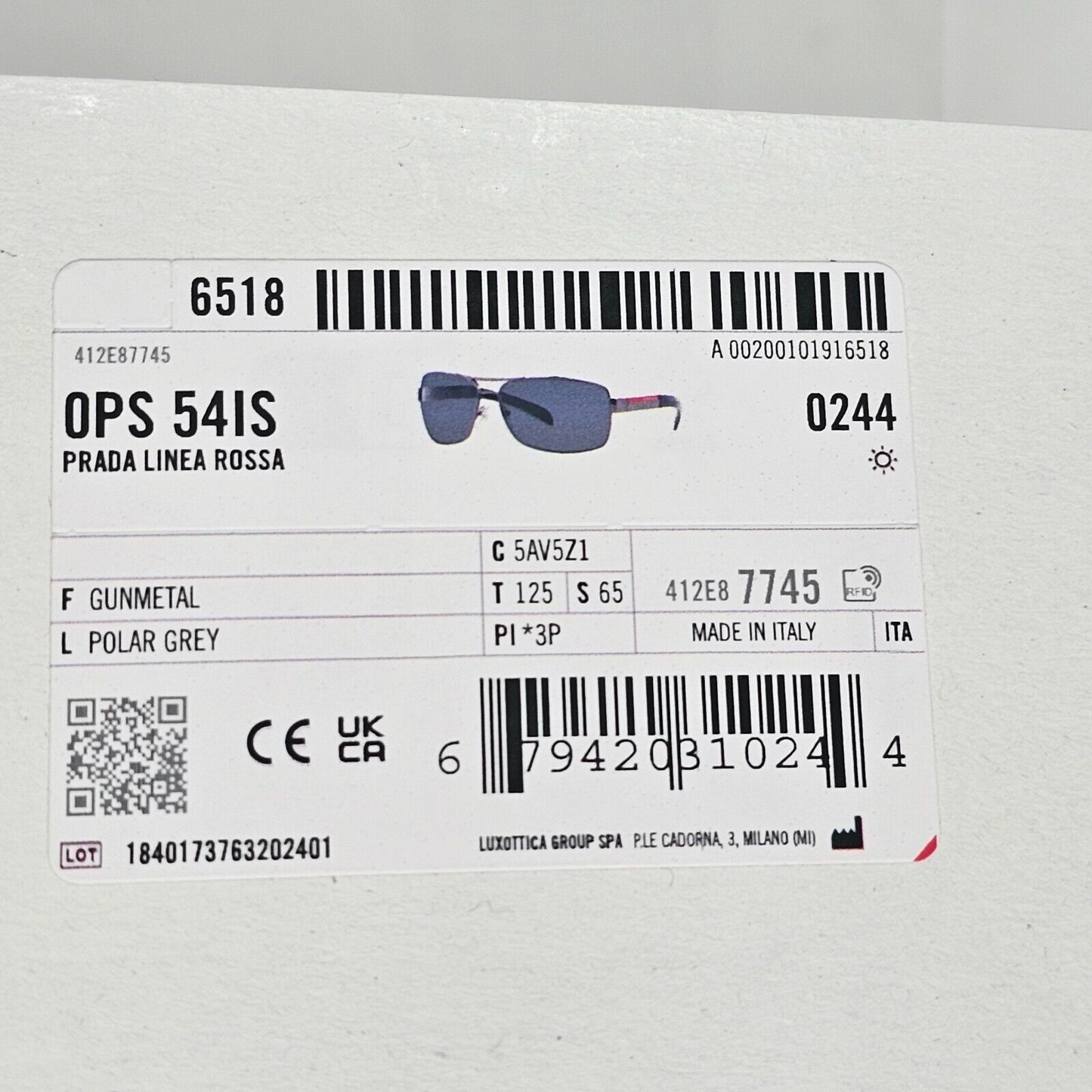 Prada Sunglasses Polarised Navigator Gunmetal Black PS54IS SPS 54I 5AV-5Z1 [a]