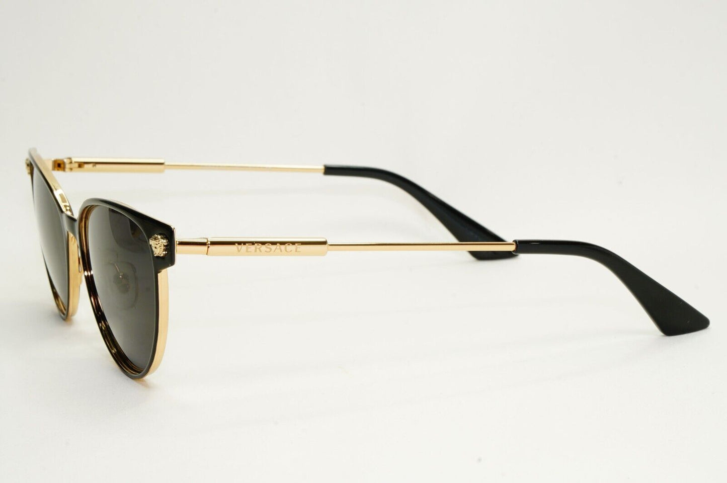 Versace Sunglasses Black Gold Medusa Metal Frame MOD VE 1277 1433 54mm