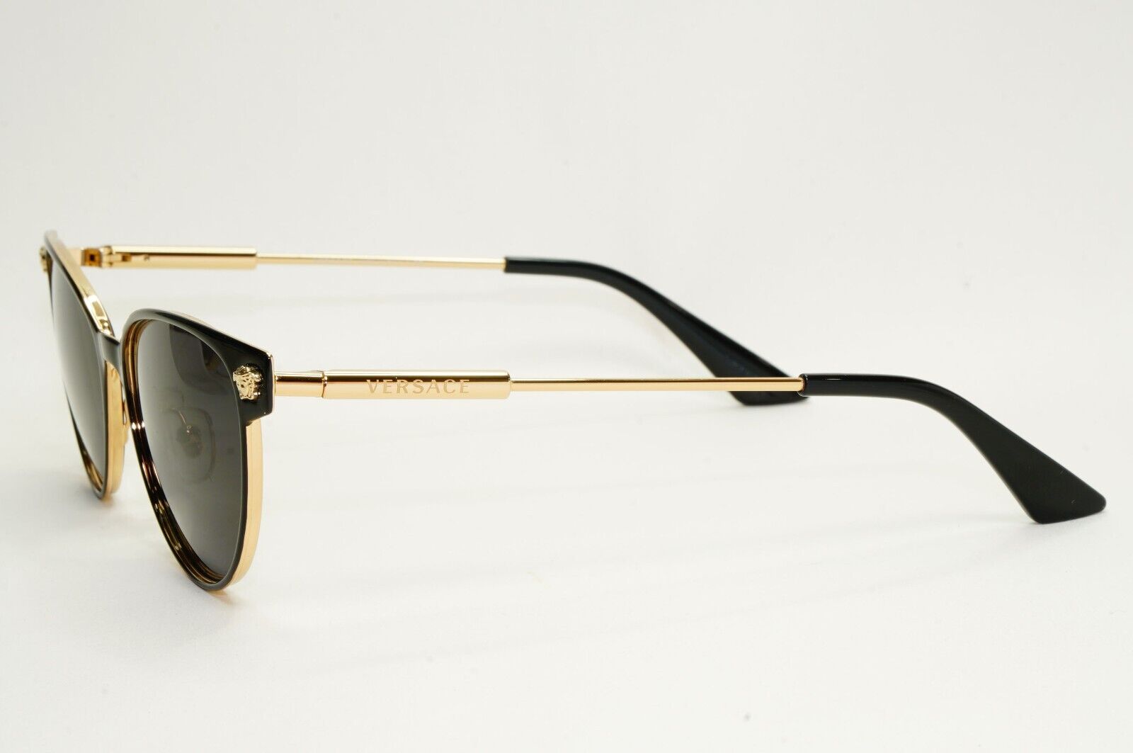 Versace Sunglasses Black Gold Medusa Metal Frame MOD VE 1277 1433 54mm