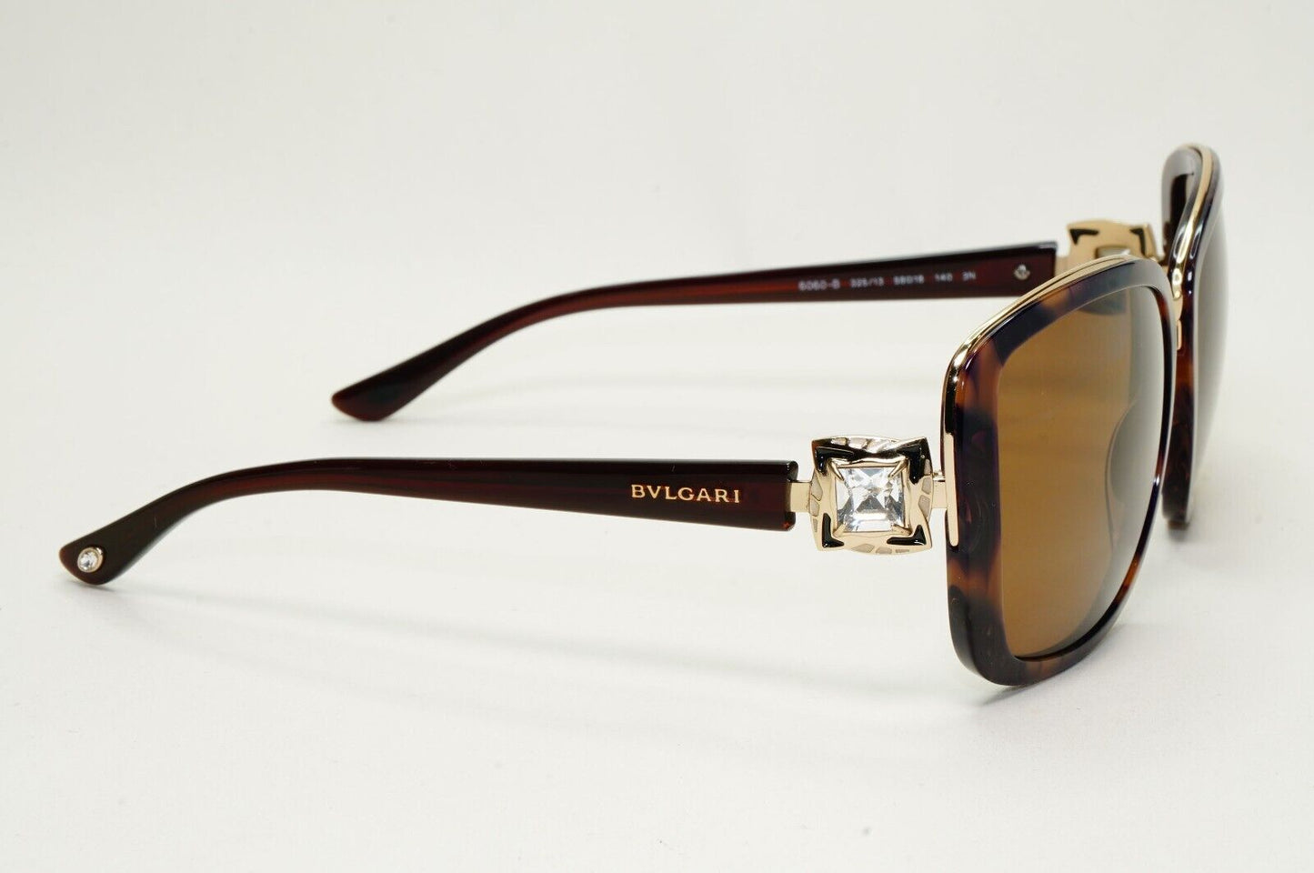 Bvlgari Sunglasses 2011 Vintage Brown Gold Crystal Square 6060-B 325/13 041124