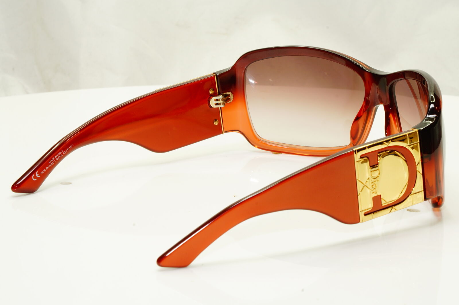 Authentic Dior Womens Rectangle Sunglasses Brown Havana Gold Shaded 1 QJPS2