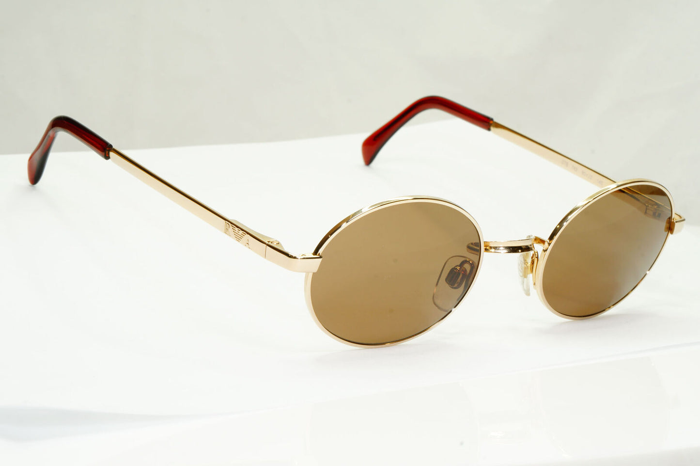 Emporio Armani Sunglasses 1997 Vintage Gold Brown Metal Oval 076 743 50mm C