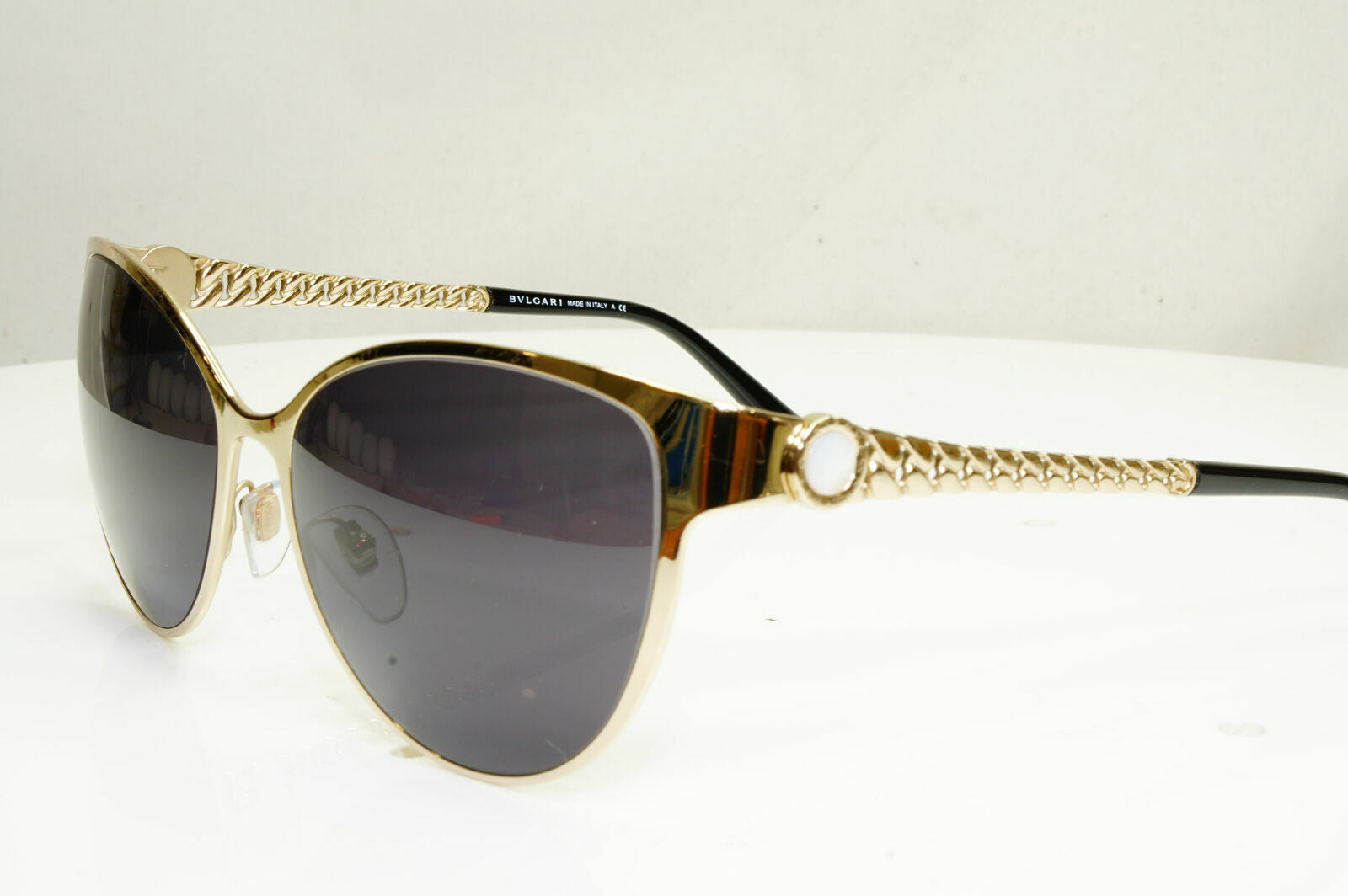 Bvlgari Sunglasses Pearl Gold Chain Black Metal Square Women 6070-H 278/8H 30617