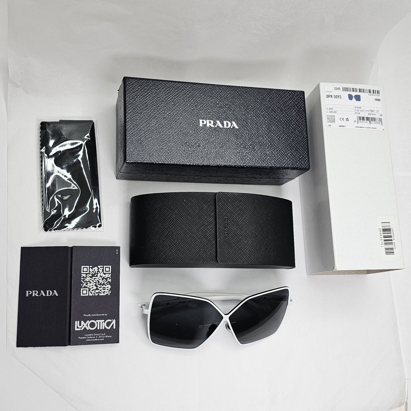 Prada Sunglasses White Oversized Square Black Grey PR50YS SPR 50Y 461-5S0