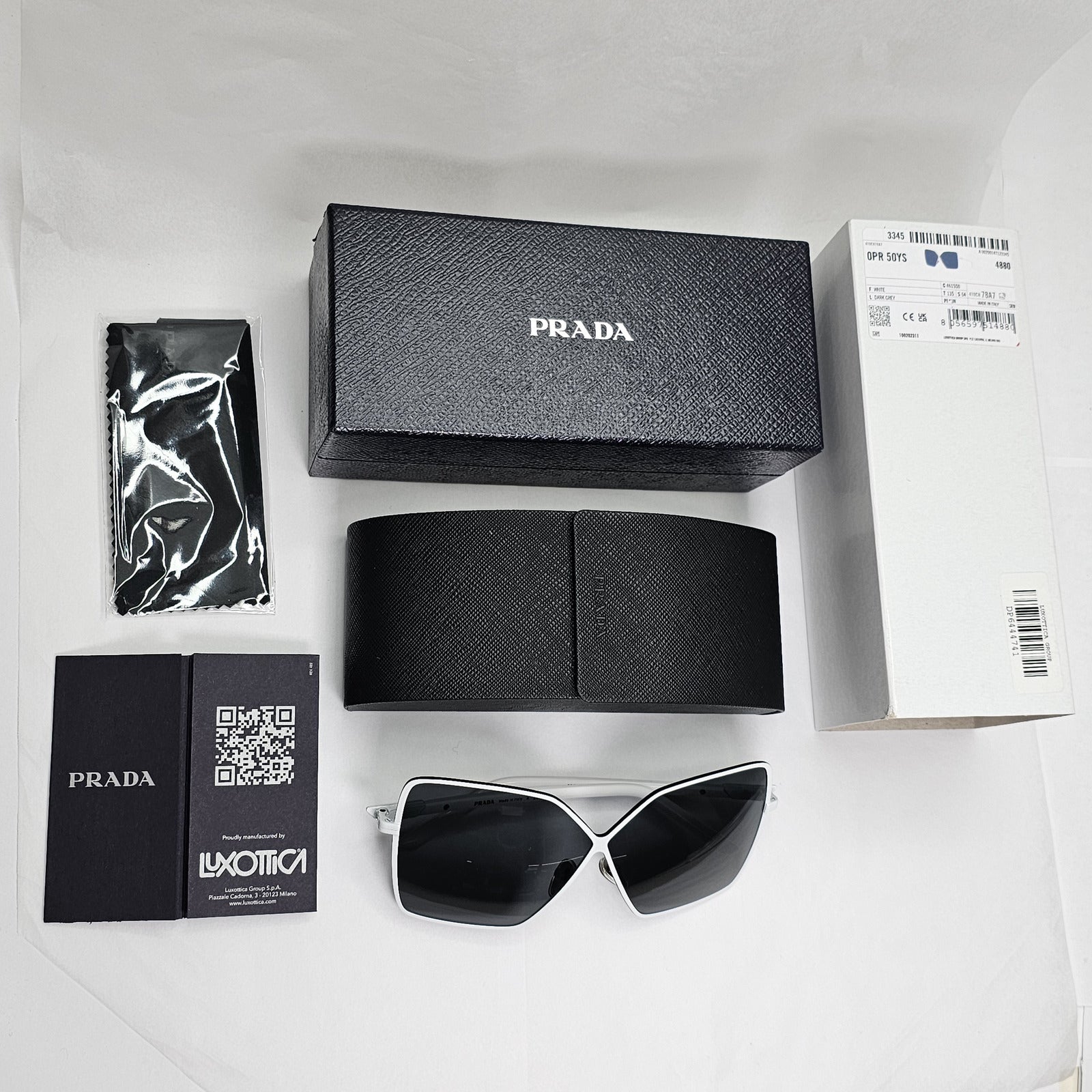 Prada Sunglasses White Oversized Square Black Grey PR50YS SPR 50Y 461-5S0