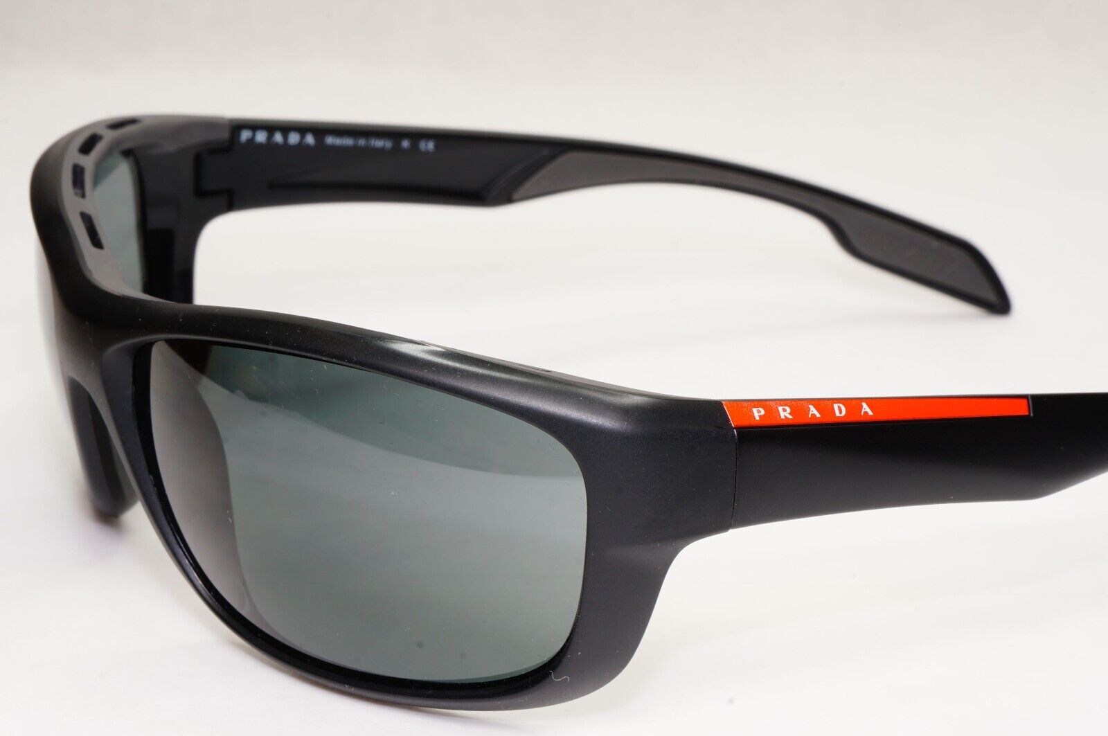 Prada Sunglasses Black Wrap Linea Rossa Red Stripe PS04NS SPS 04N 1BO-1A1 65mm
