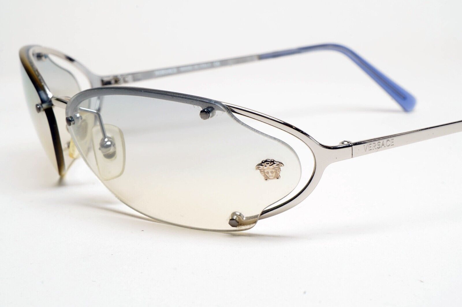 Versace Sunglasses 2001 Vintage Silver Grey Rimless MOD N37 26M/543 220125