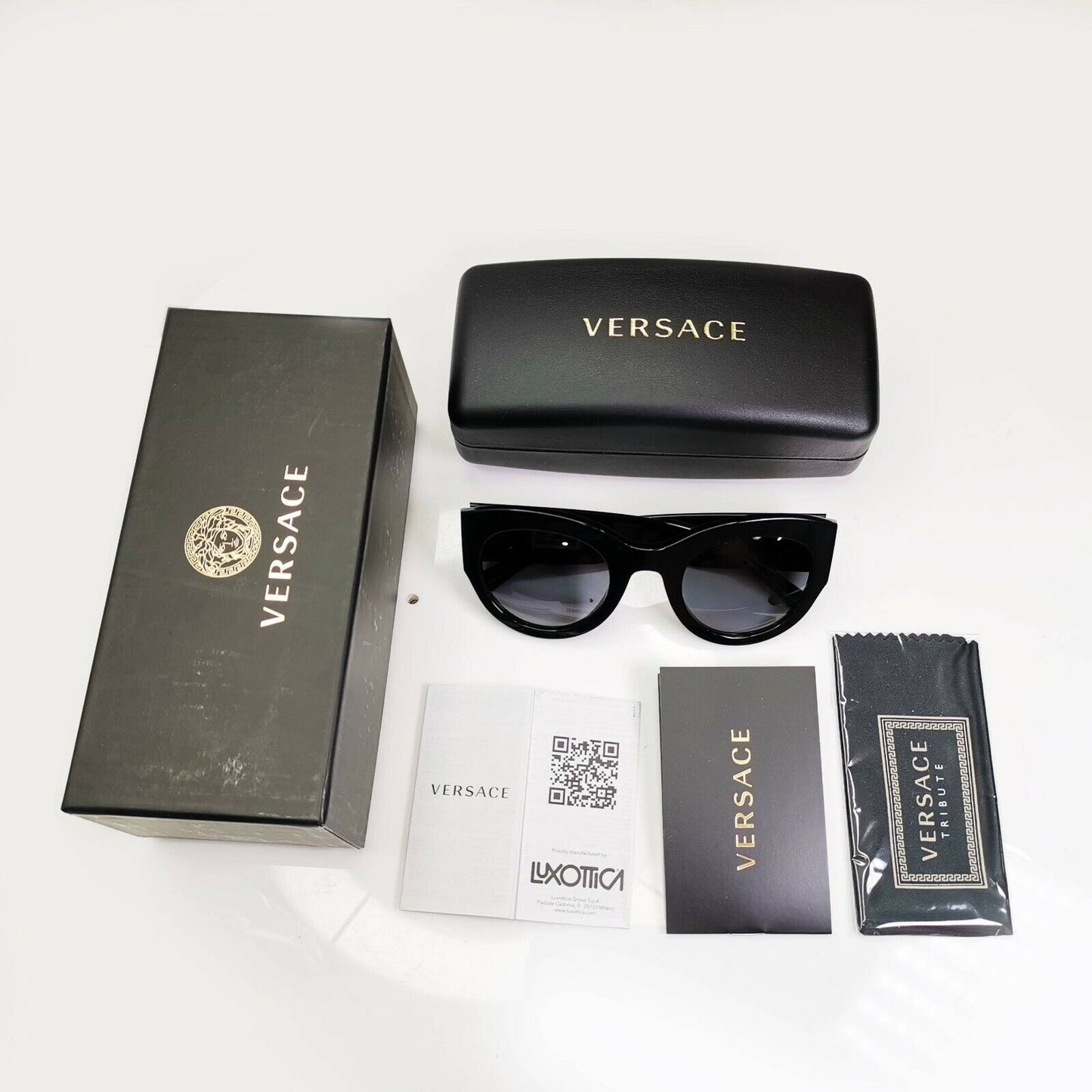 Versace Gold Medusa Polarized Black Sunglasses Womens Tribute 1996 4353 GB1/T3