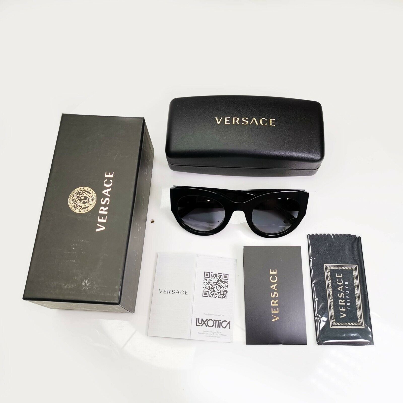 Versace Gold Medusa Polarized Black Sunglasses Womens Tribute 1996 4353 GB1/T3