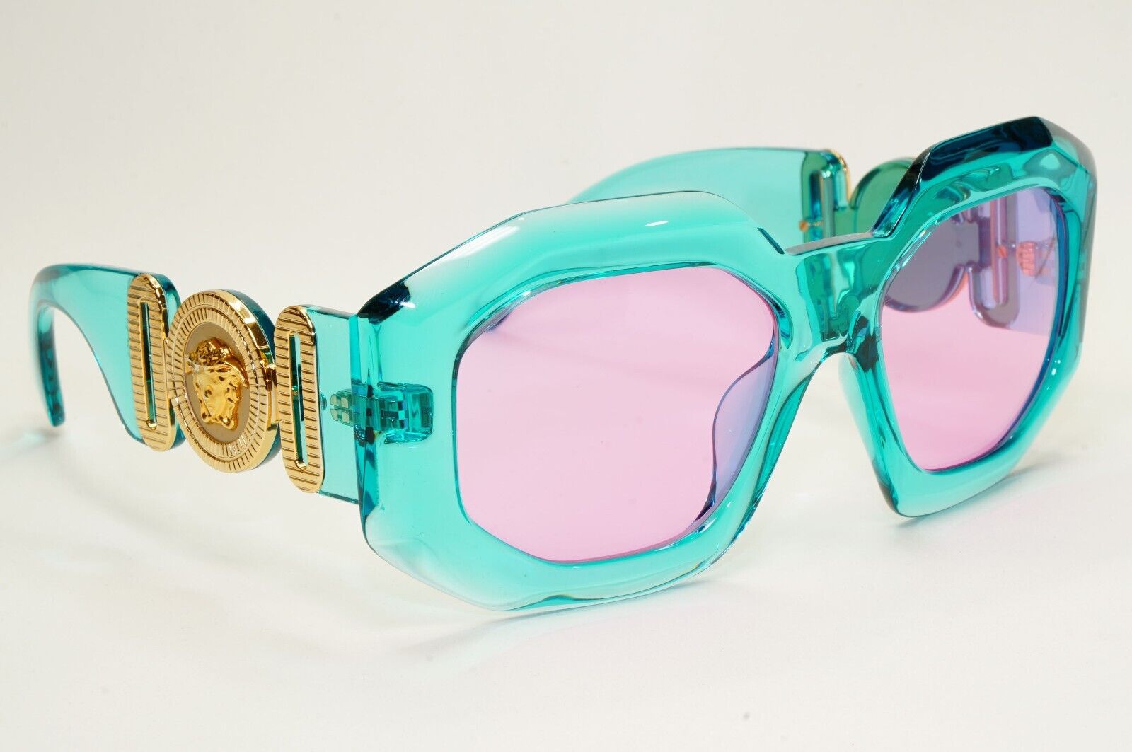 Versace Sunglasses Turquoise Transparent Gold Medusa Fuchsia MOD VE 4424U 5361/5