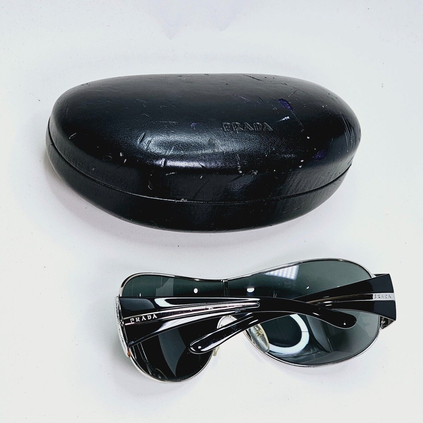 Prada Sunglasses 2006 Vintage Silver Black Shield PR52HS SPR 52H 1BC-1A1 281024