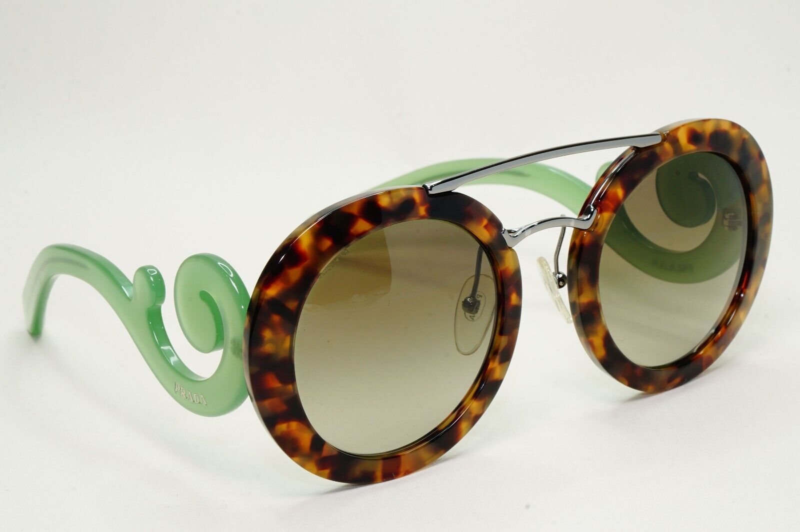 Prada Sunglasses Baroque Swirl Brown Green Round PR13SS SPR 13S UEZ-4K1 281024