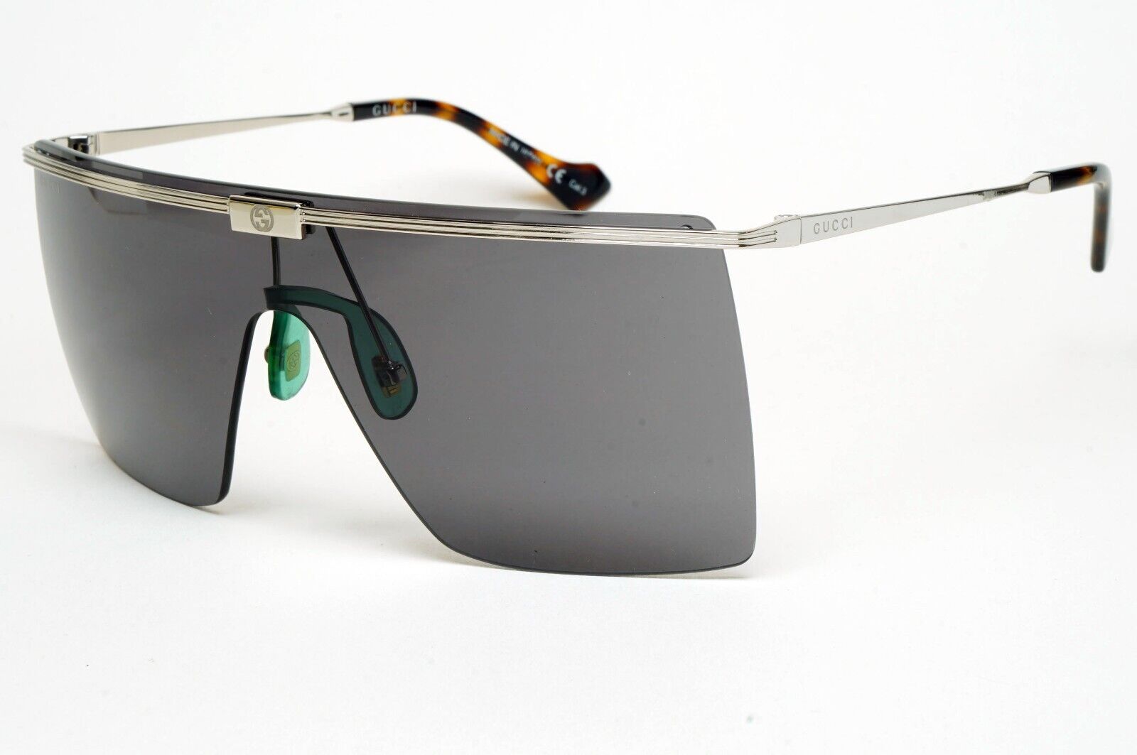 Gucci Sunglasses 2022 Silver Black Shield Visor Square Unisex GG1096S 001 180125