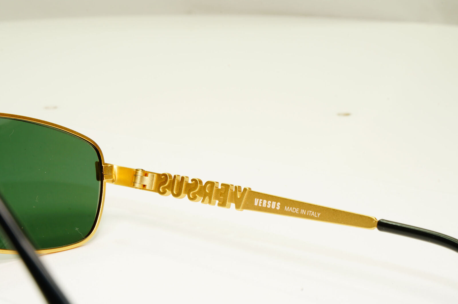 Versus 1995 Vintage Gold Green Metal Sunglasses Gianni Versace MOD R27 COL 13M