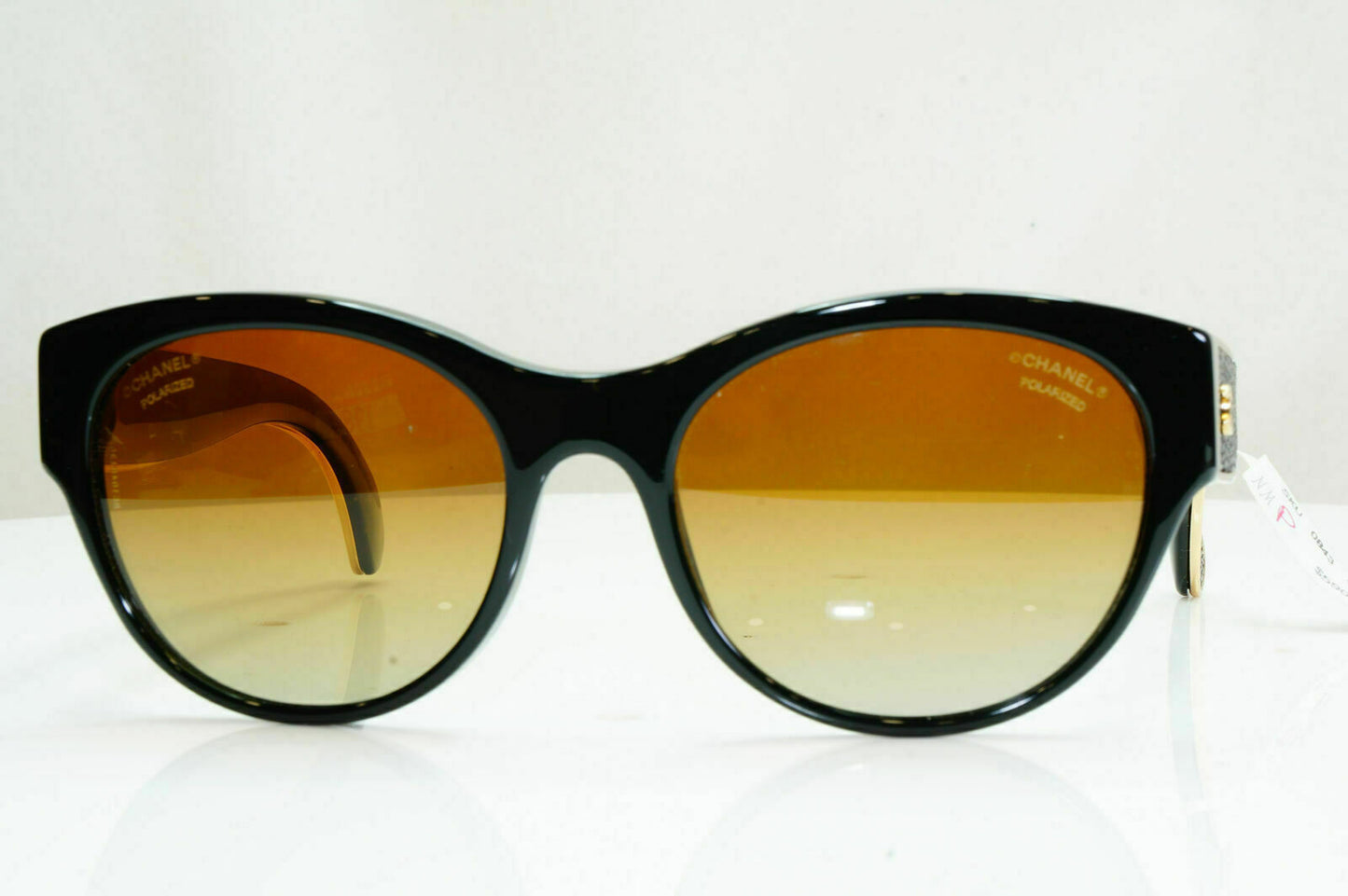 Chanel Polarized Stingray Leather Sunglasses Black Gold Womens 5273 622/S0 26743