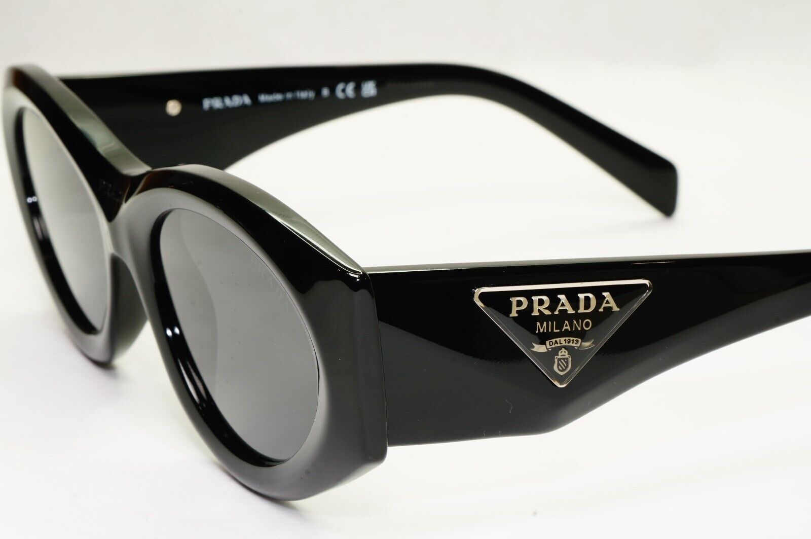 Prada Triangle Sunglasses Black Symbole Square PR20ZS SPR 20Z 1AB-5S0
